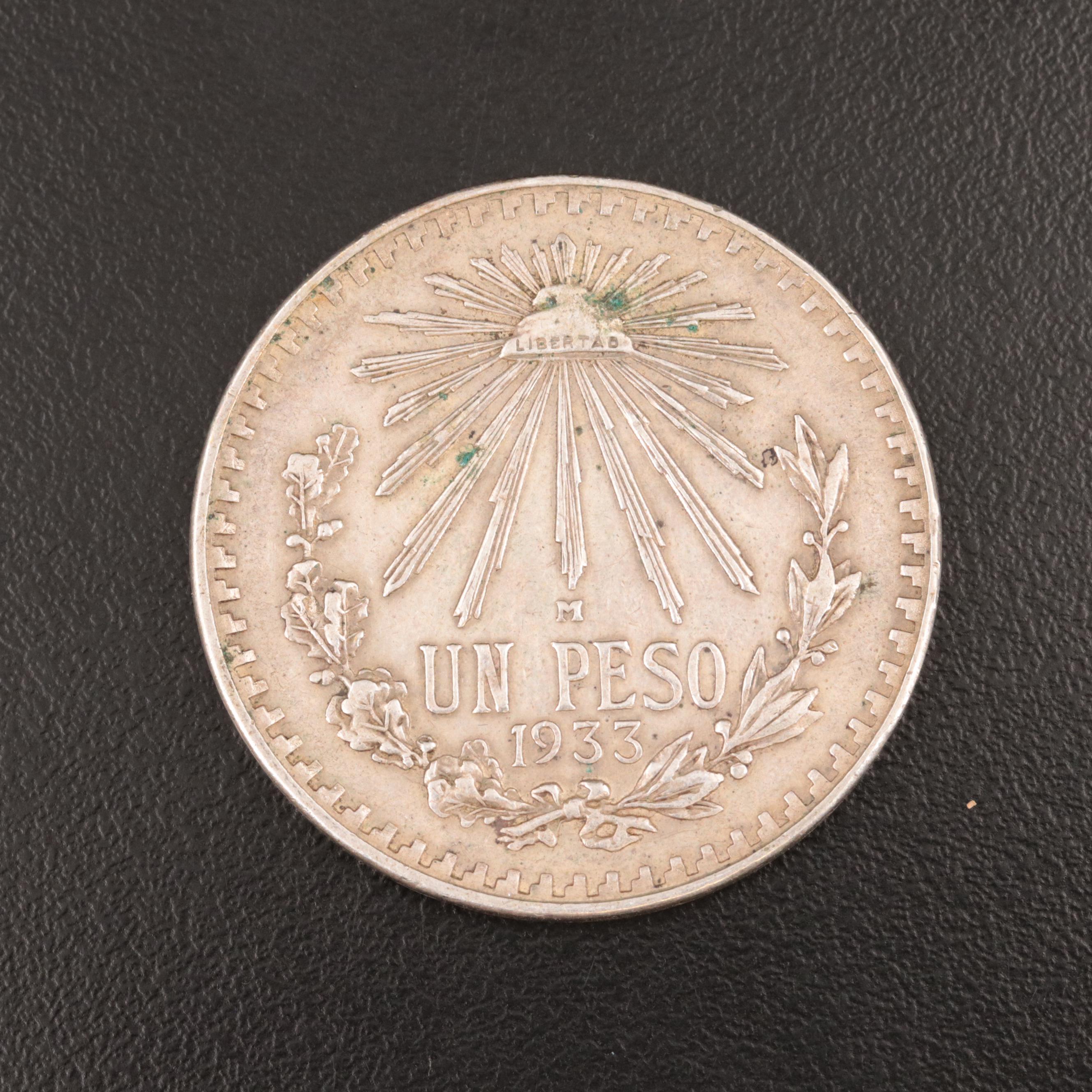 1933 Mexico Silver One Peso