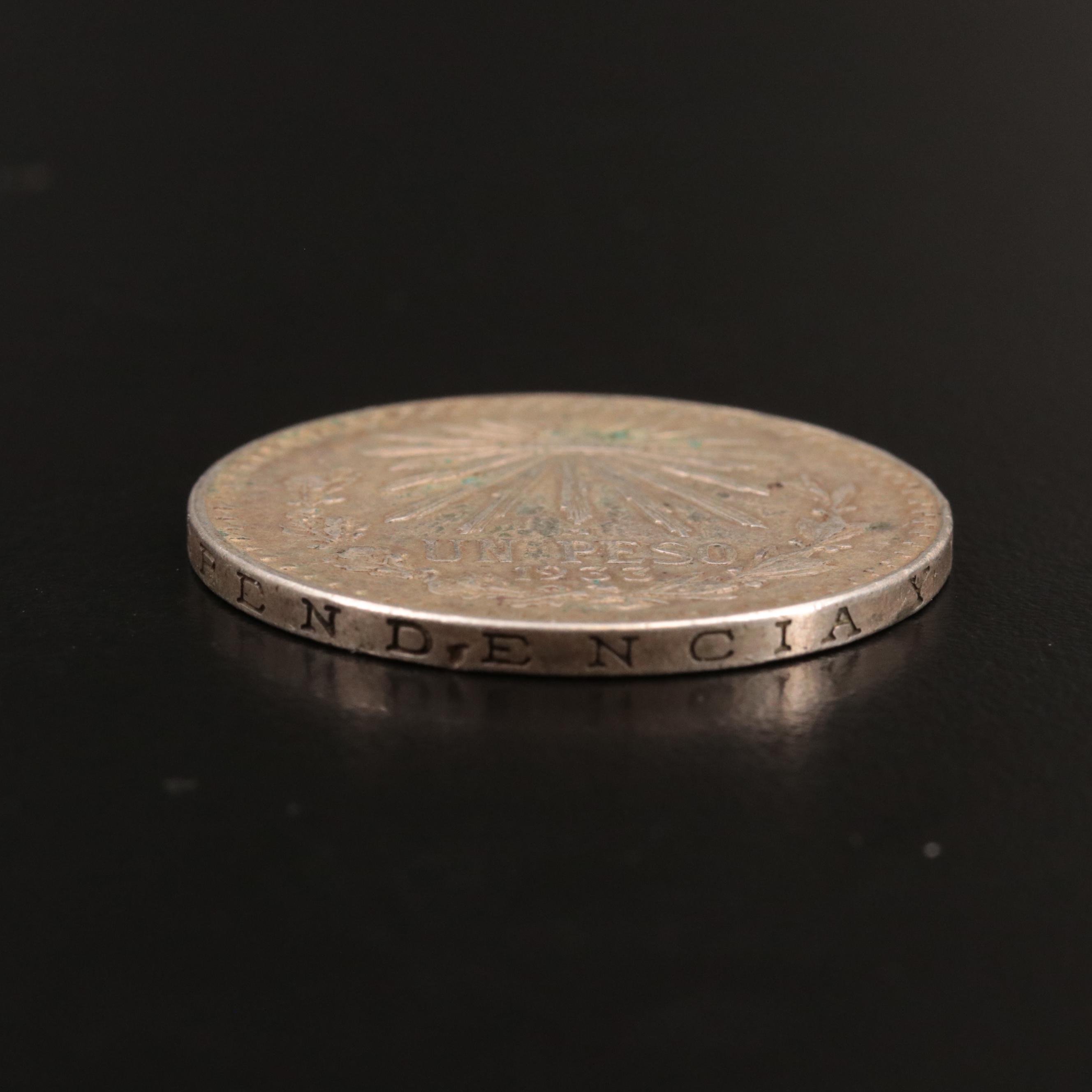 1933 Mexico Silver One Peso