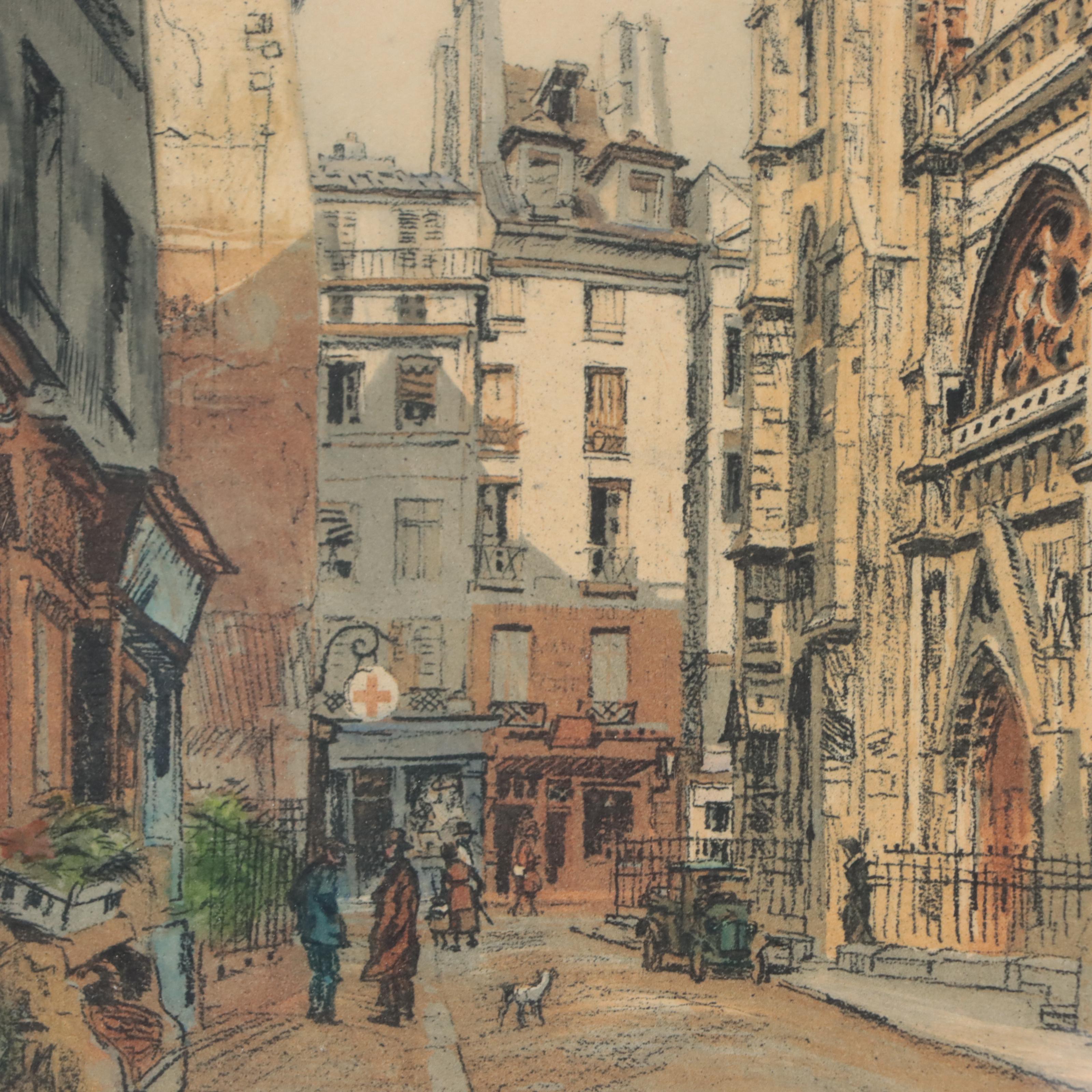 Eugène-Louis Véder Aquatint Etchings of Parisian City Scenes, Circa 1920