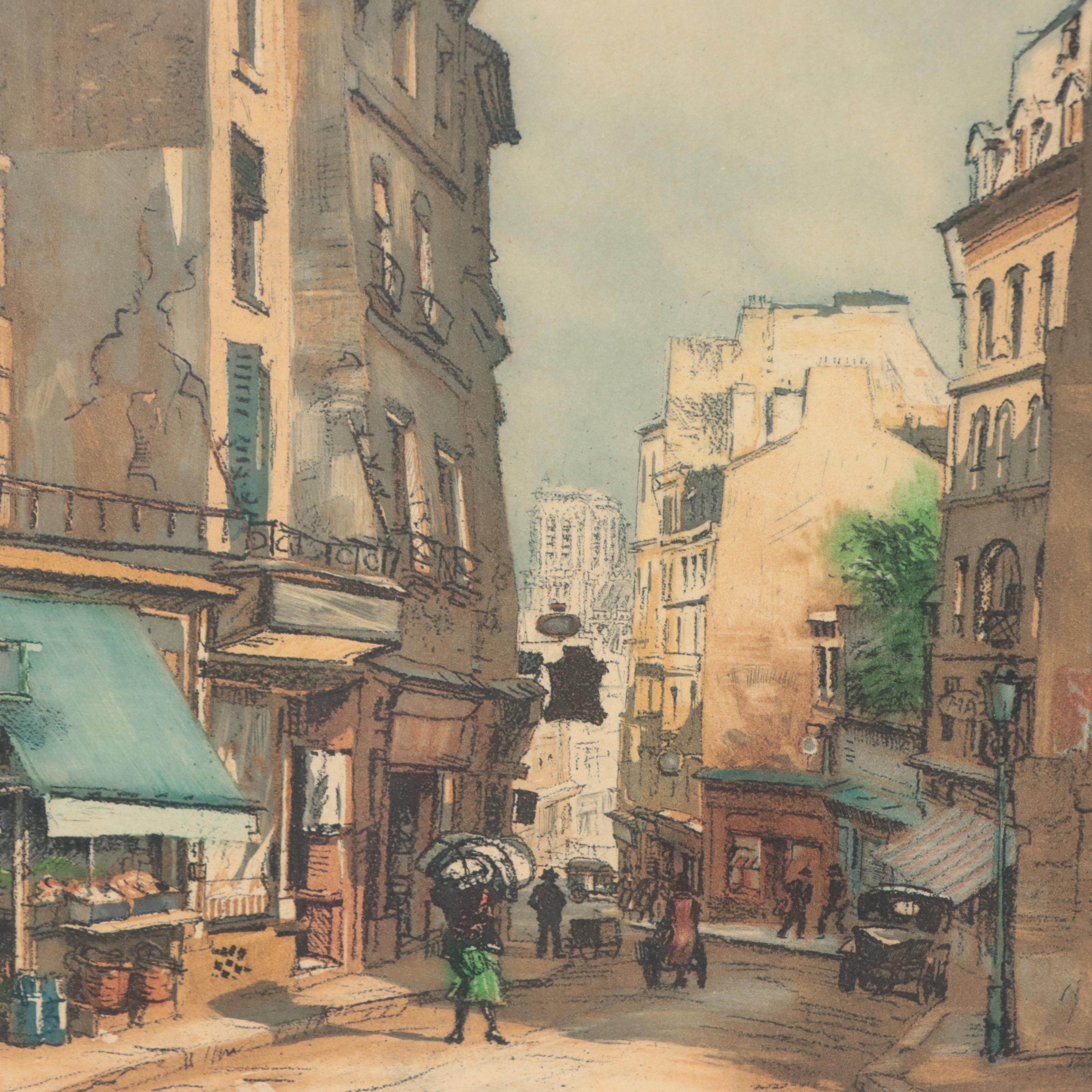 Eugène-Louis Véder Aquatint Etchings of Parisian City Scenes, Circa 1920