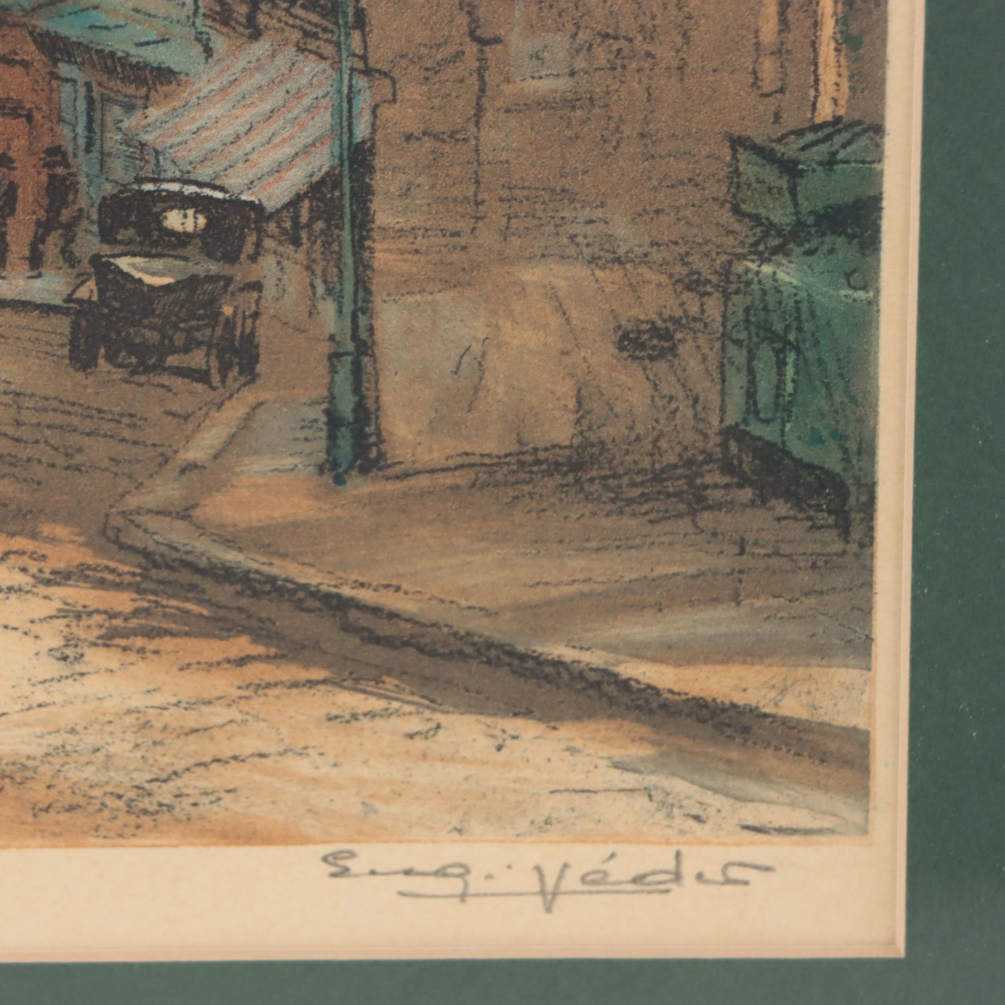 Eugène-Louis Véder Aquatint Etchings of Parisian City Scenes, Circa 1920