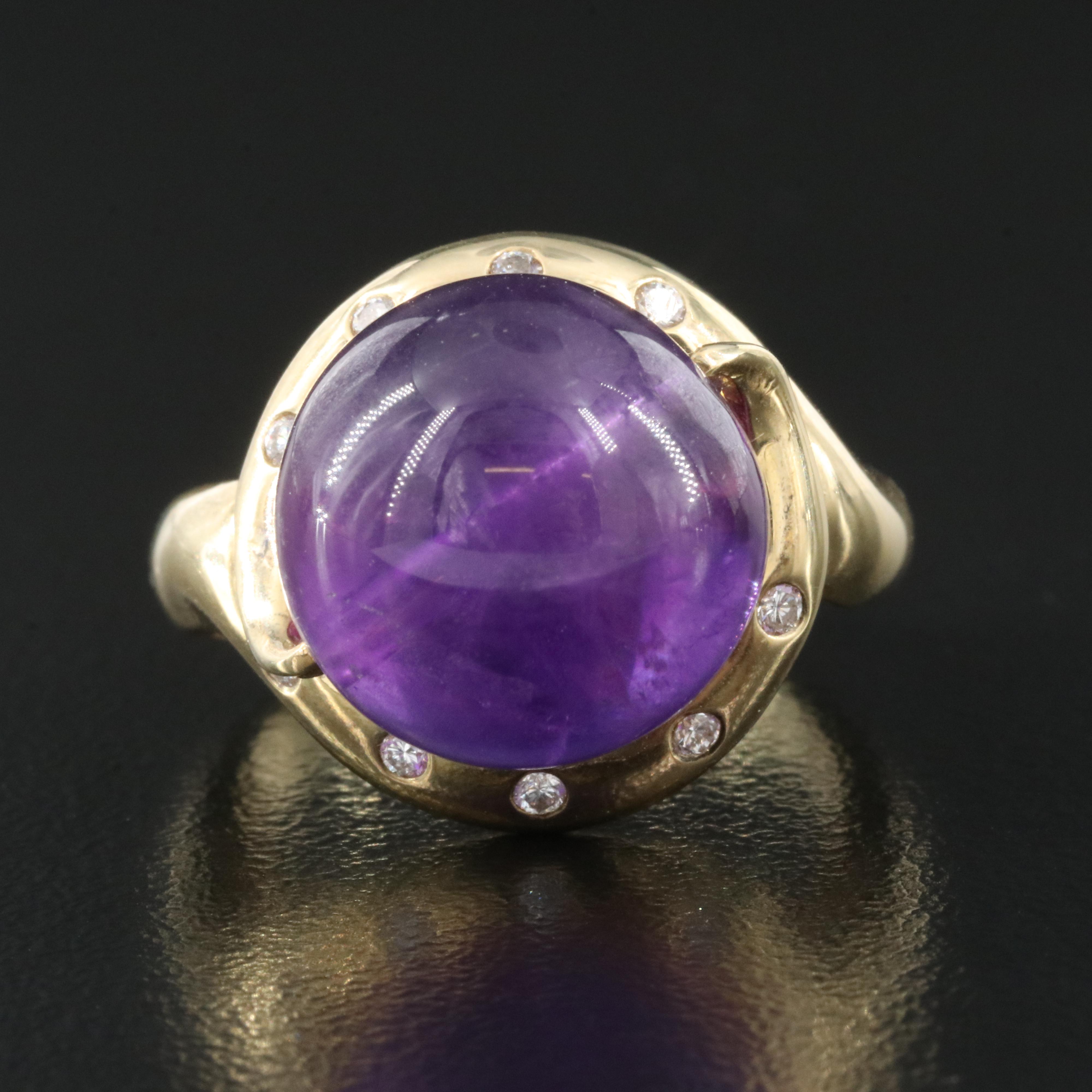14K Amethyst and Diamond Ring