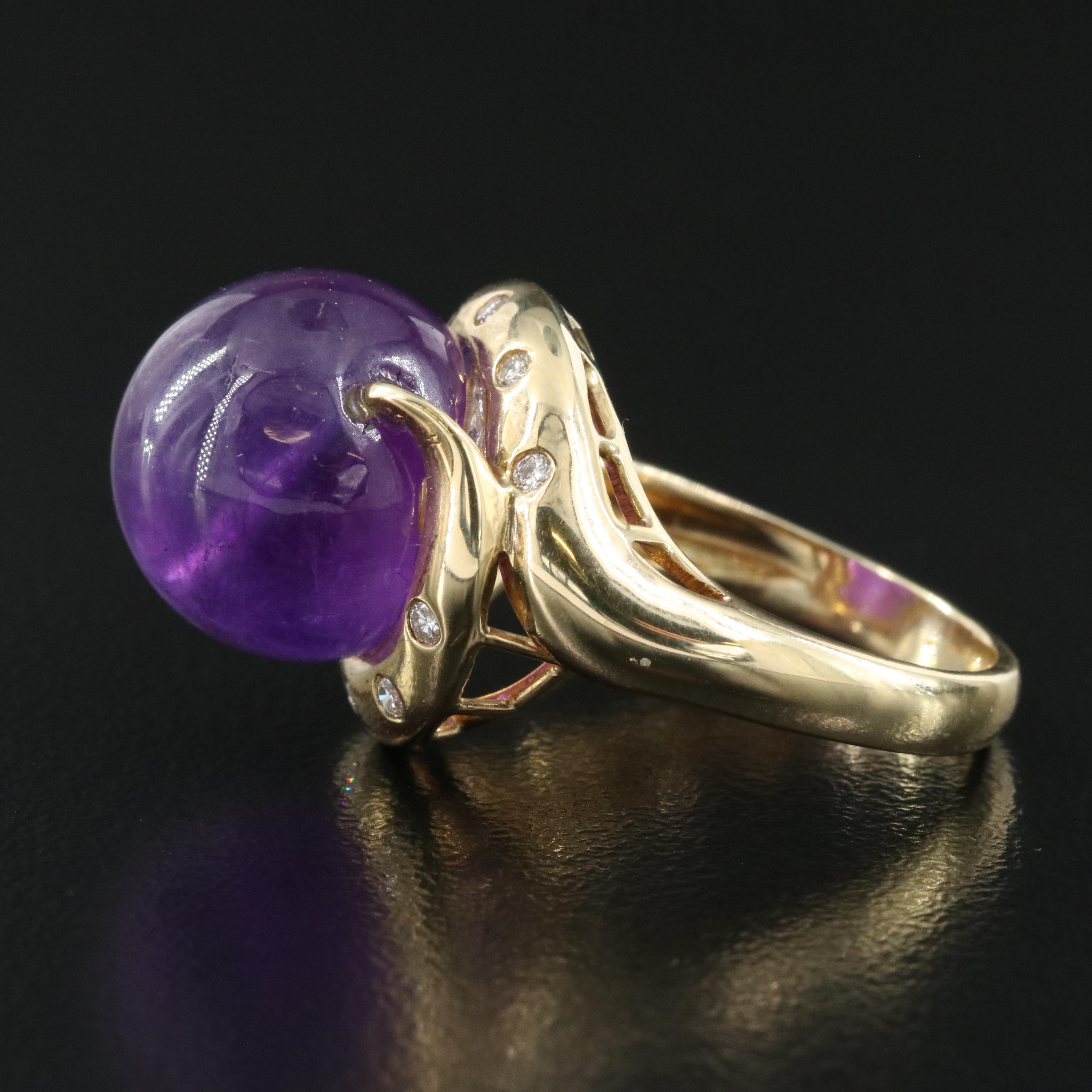 14K Amethyst and Diamond Ring