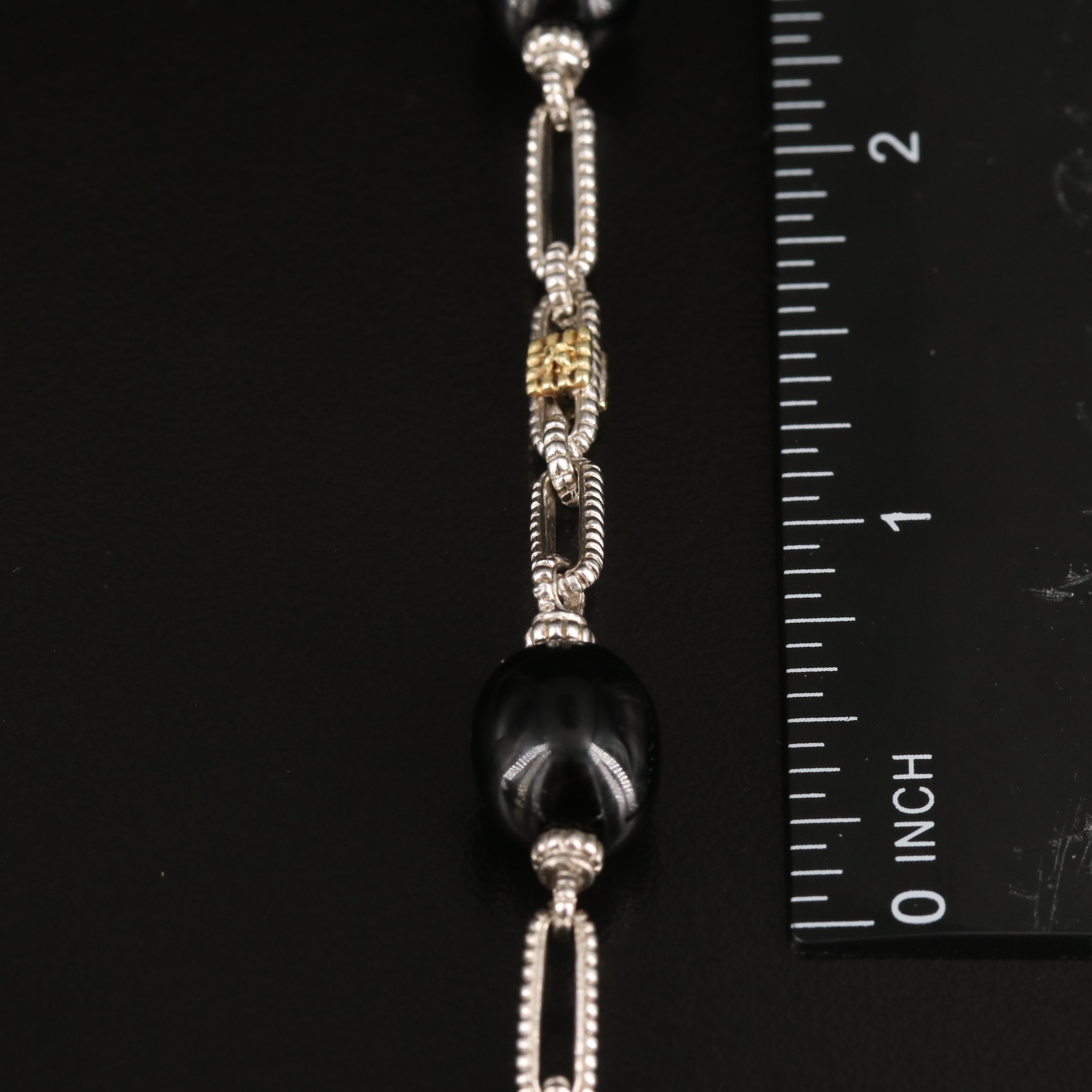 Judith Jack Sterling Black Onyx Necklace with 18K Accents