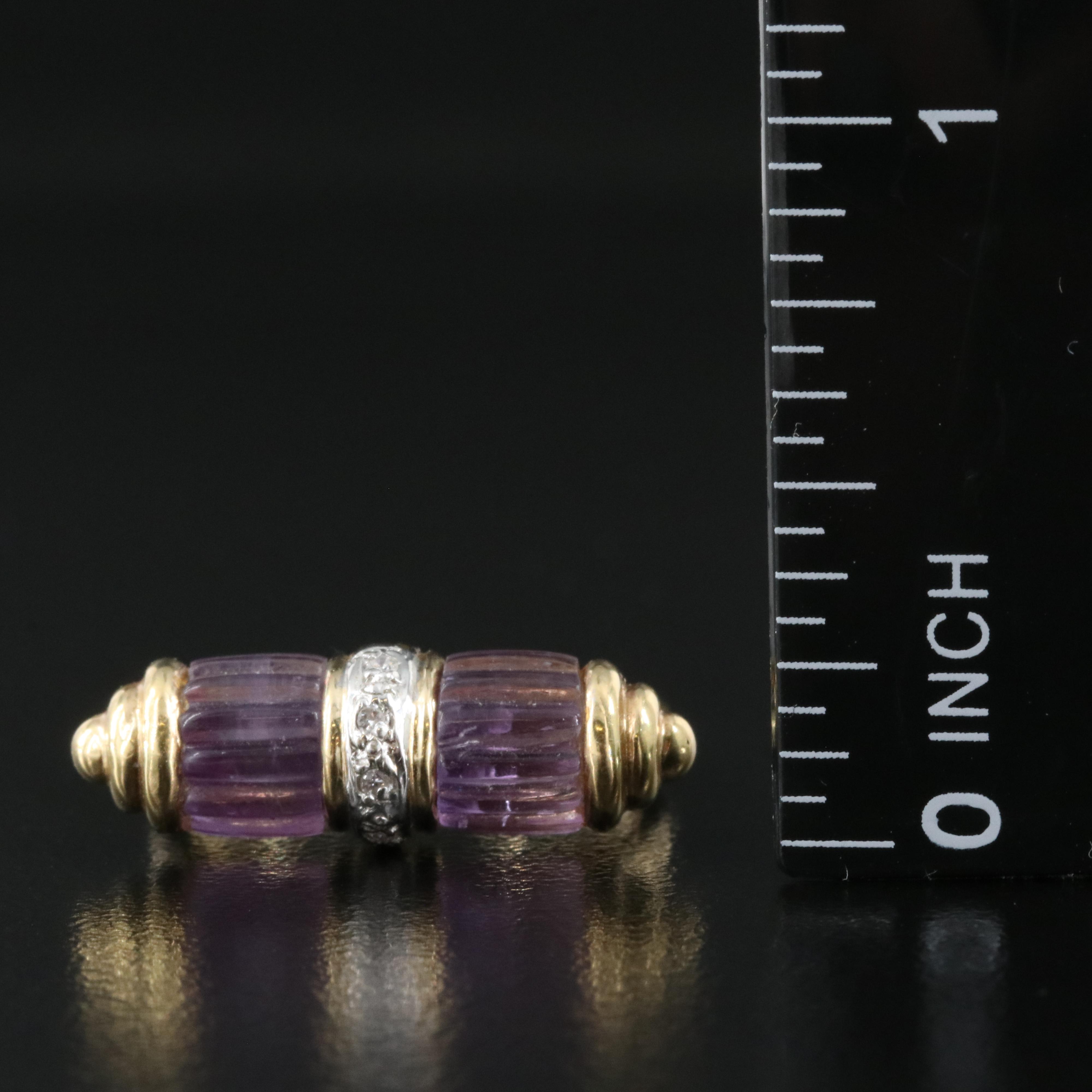 14K Amethyst and Diamond East-West Ring