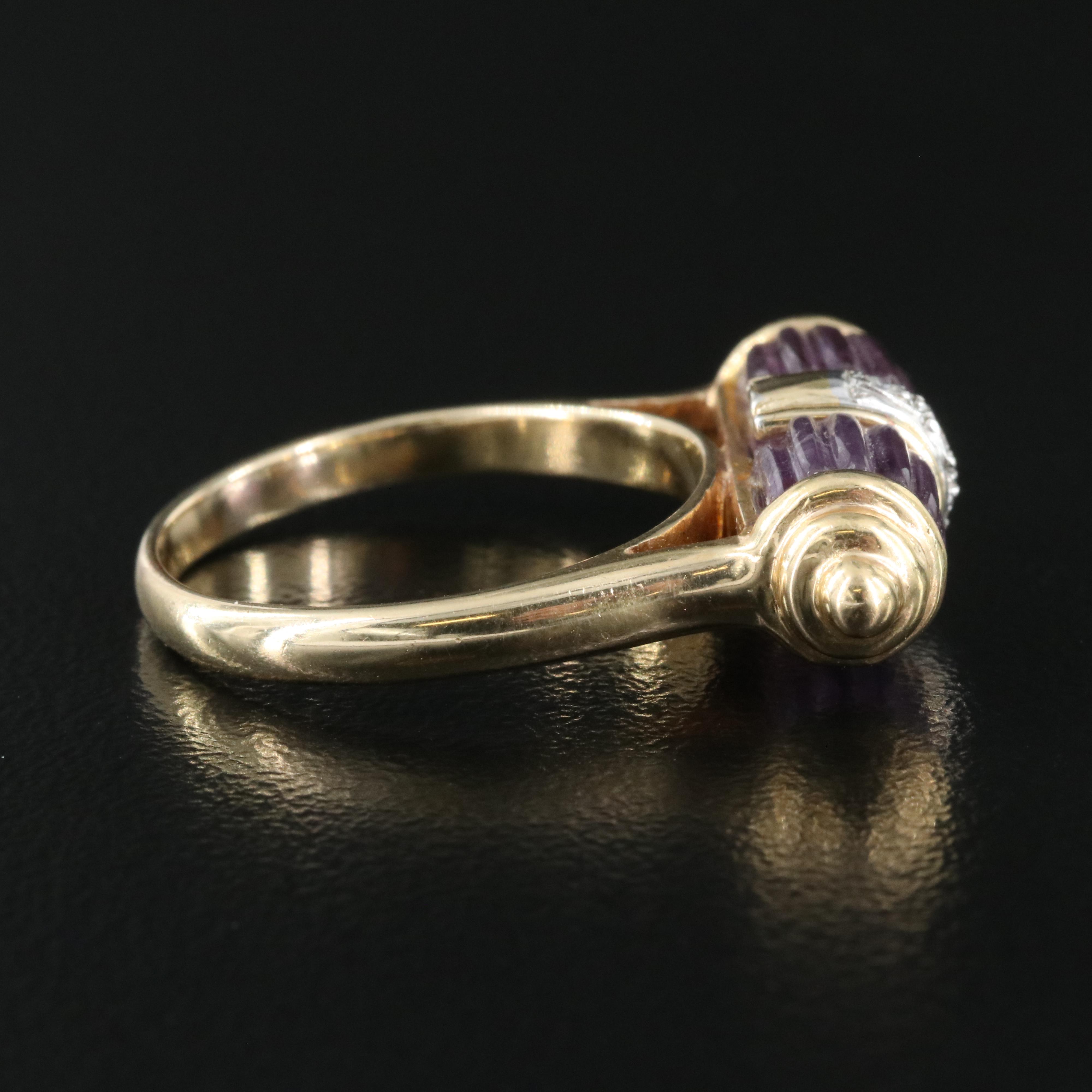14K Amethyst and Diamond East-West Ring