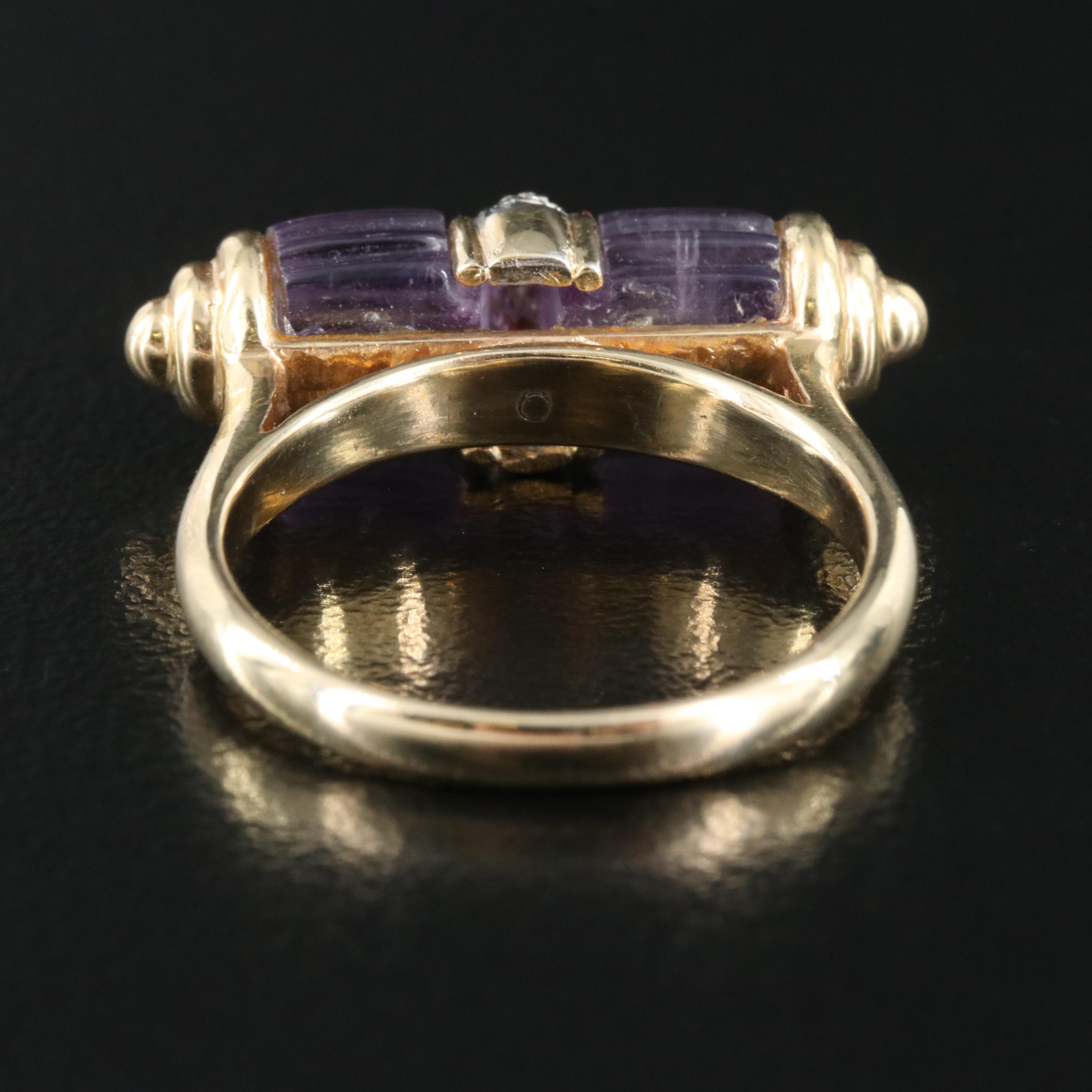 14K Amethyst and Diamond East-West Ring