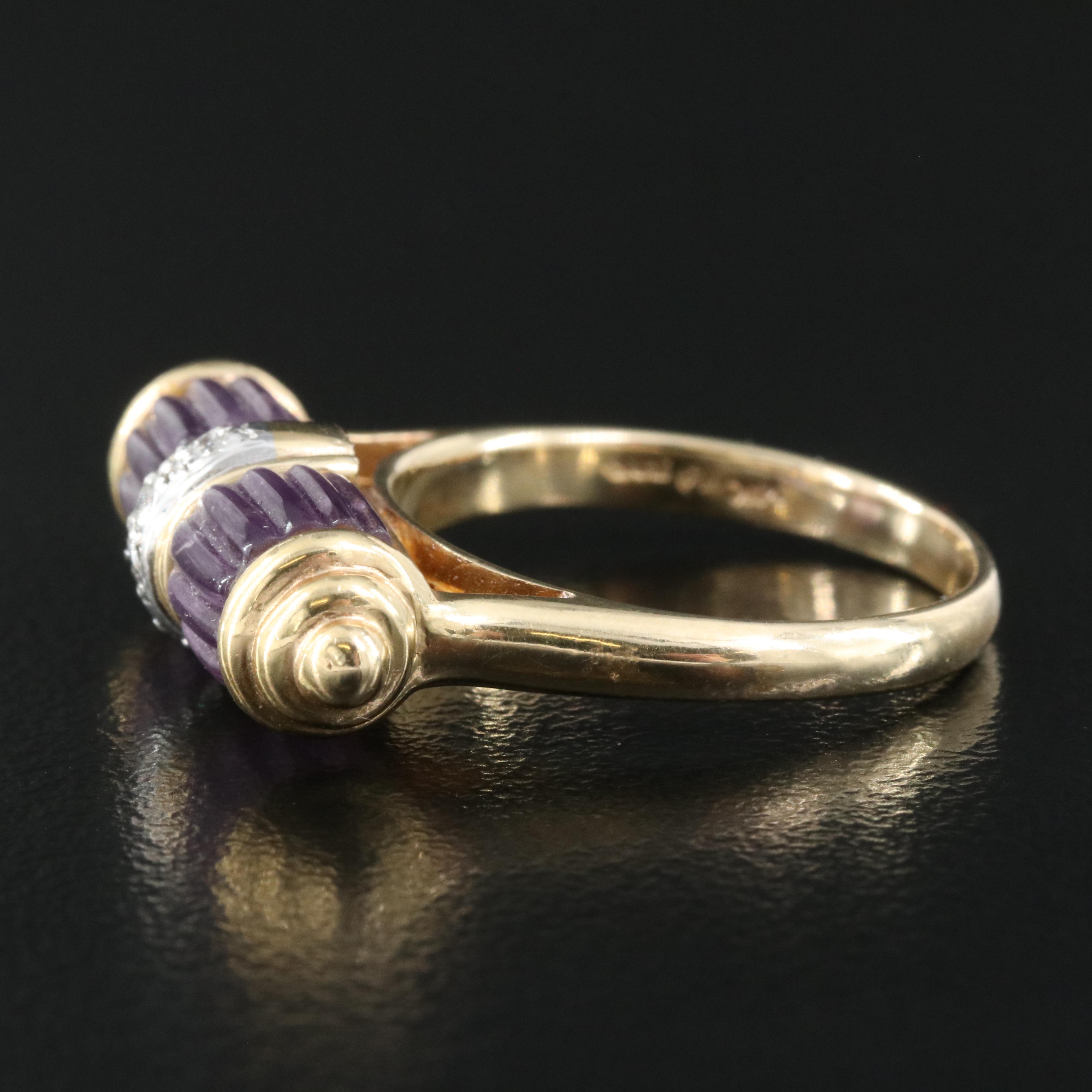 14K Amethyst and Diamond East-West Ring