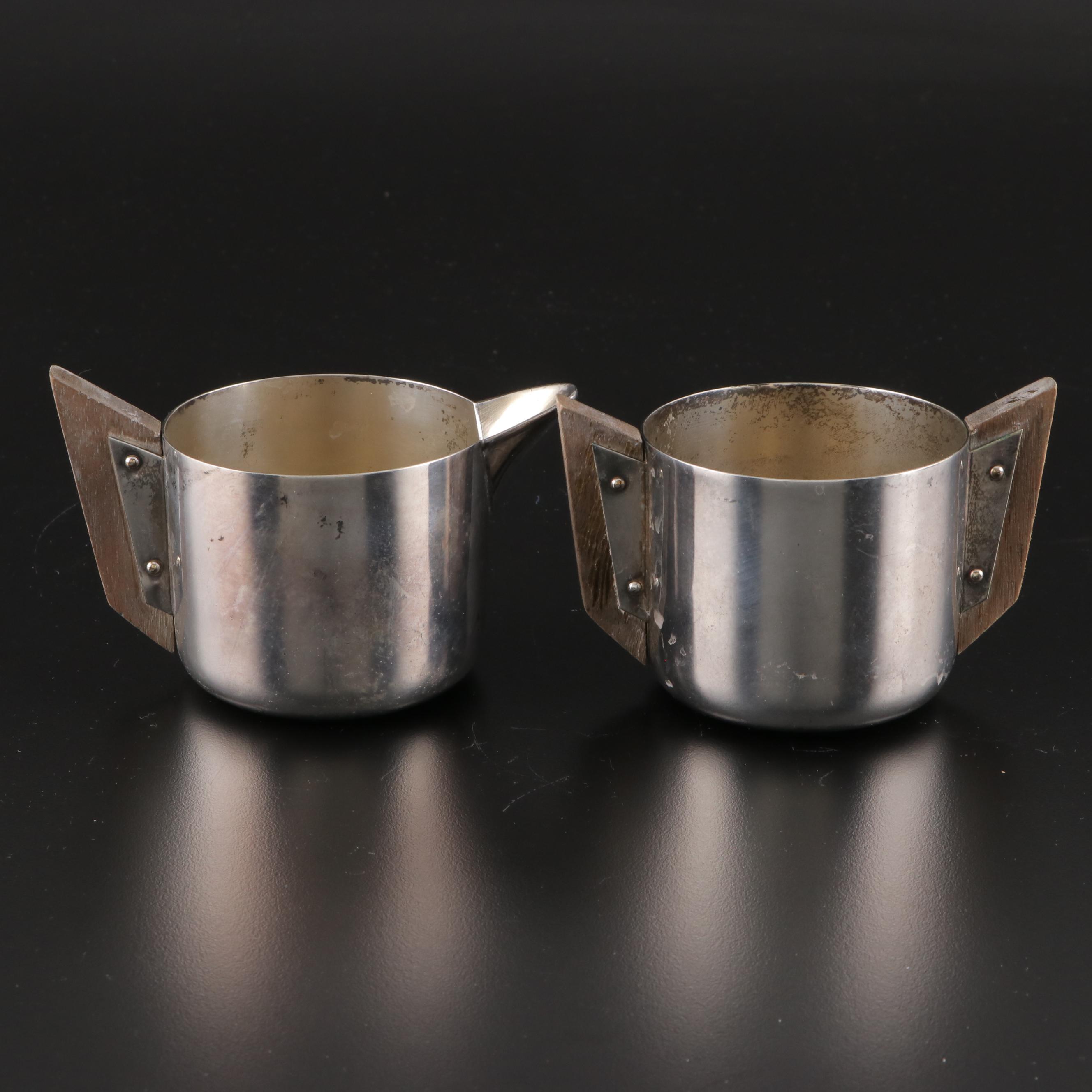 Queen City Silver Co. Art Deco Cream and Sugar with Other Silver Plate Serveware