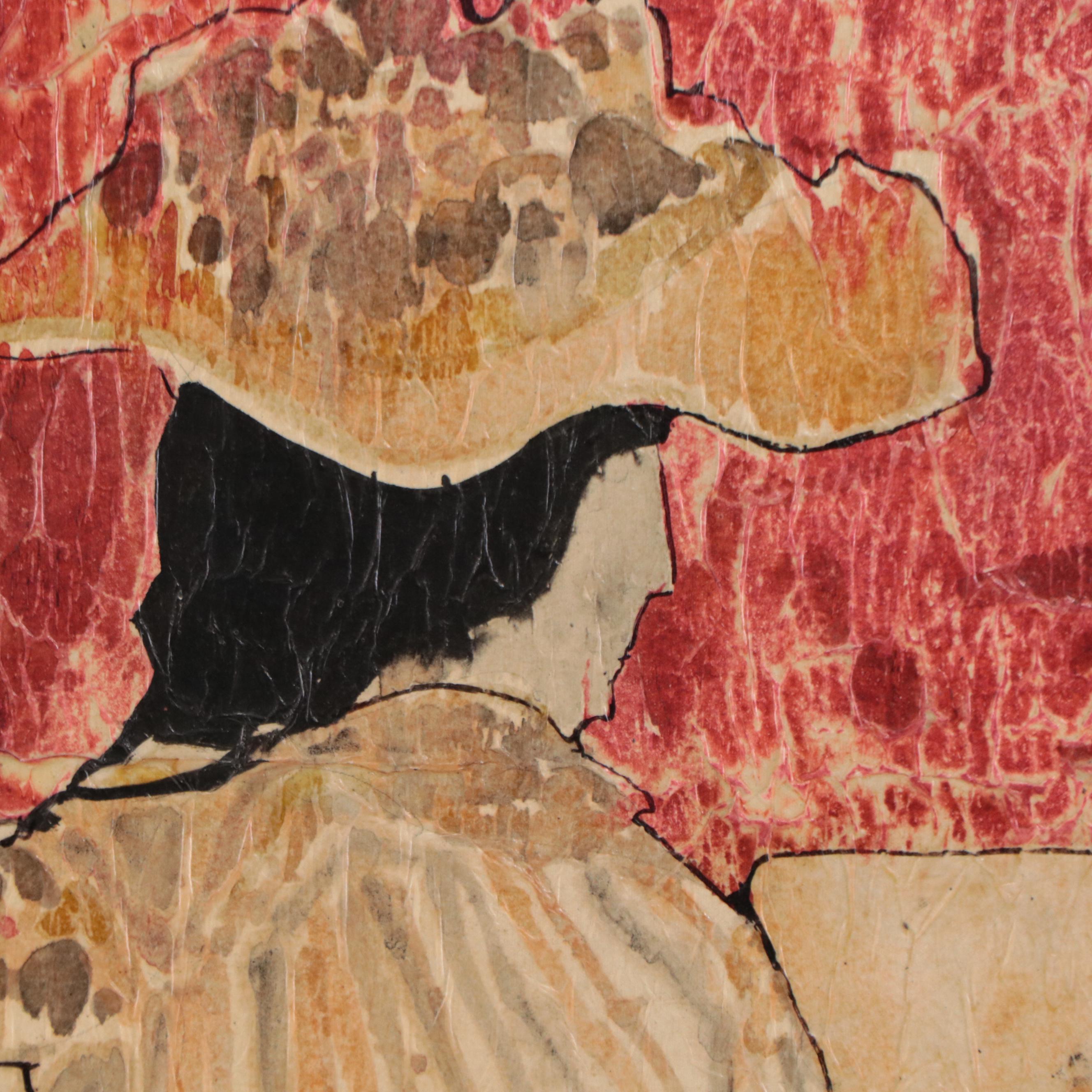 Yves Leduc Mixed Media Painting of Figure, Circa 1970