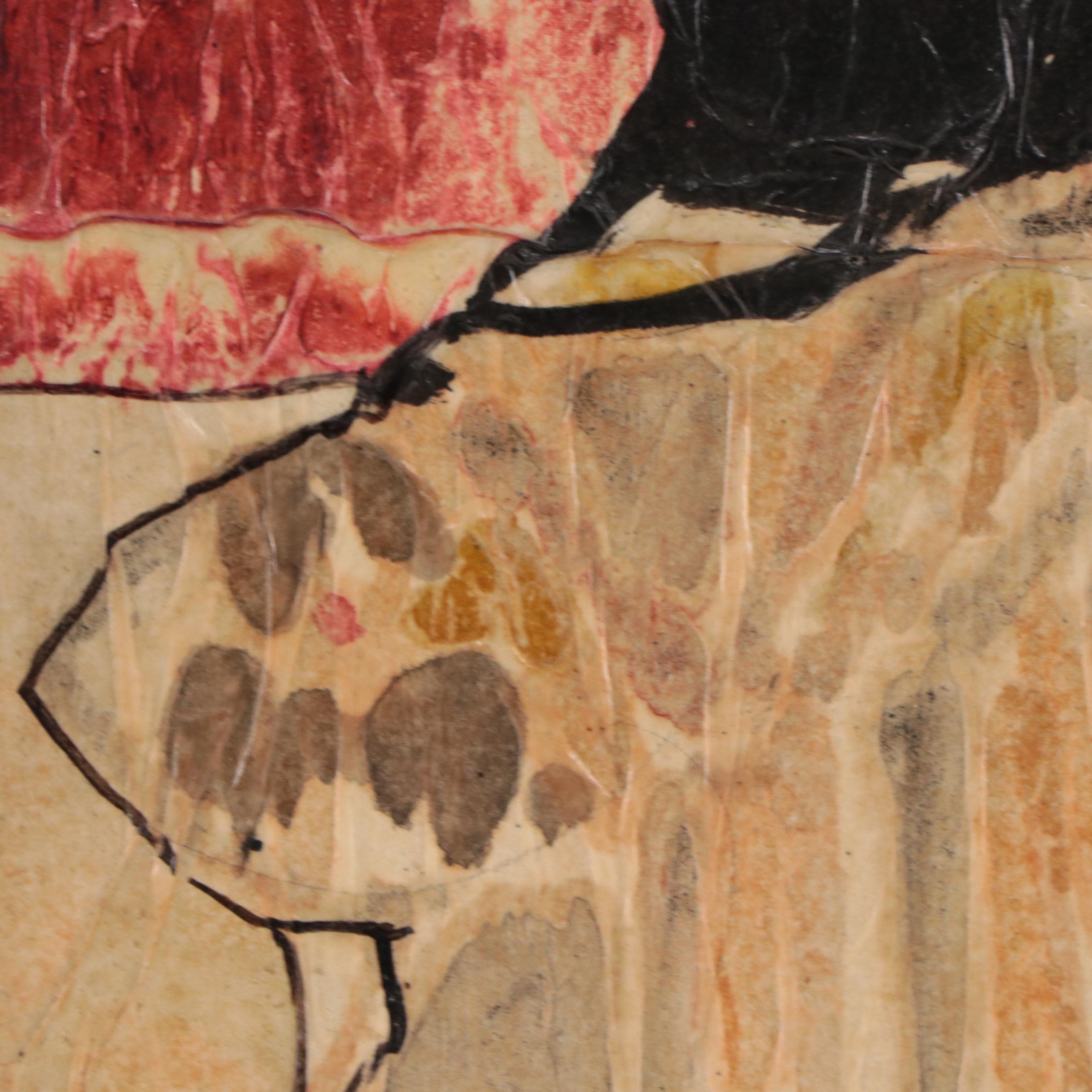 Yves Leduc Mixed Media Painting of Figure, Circa 1970