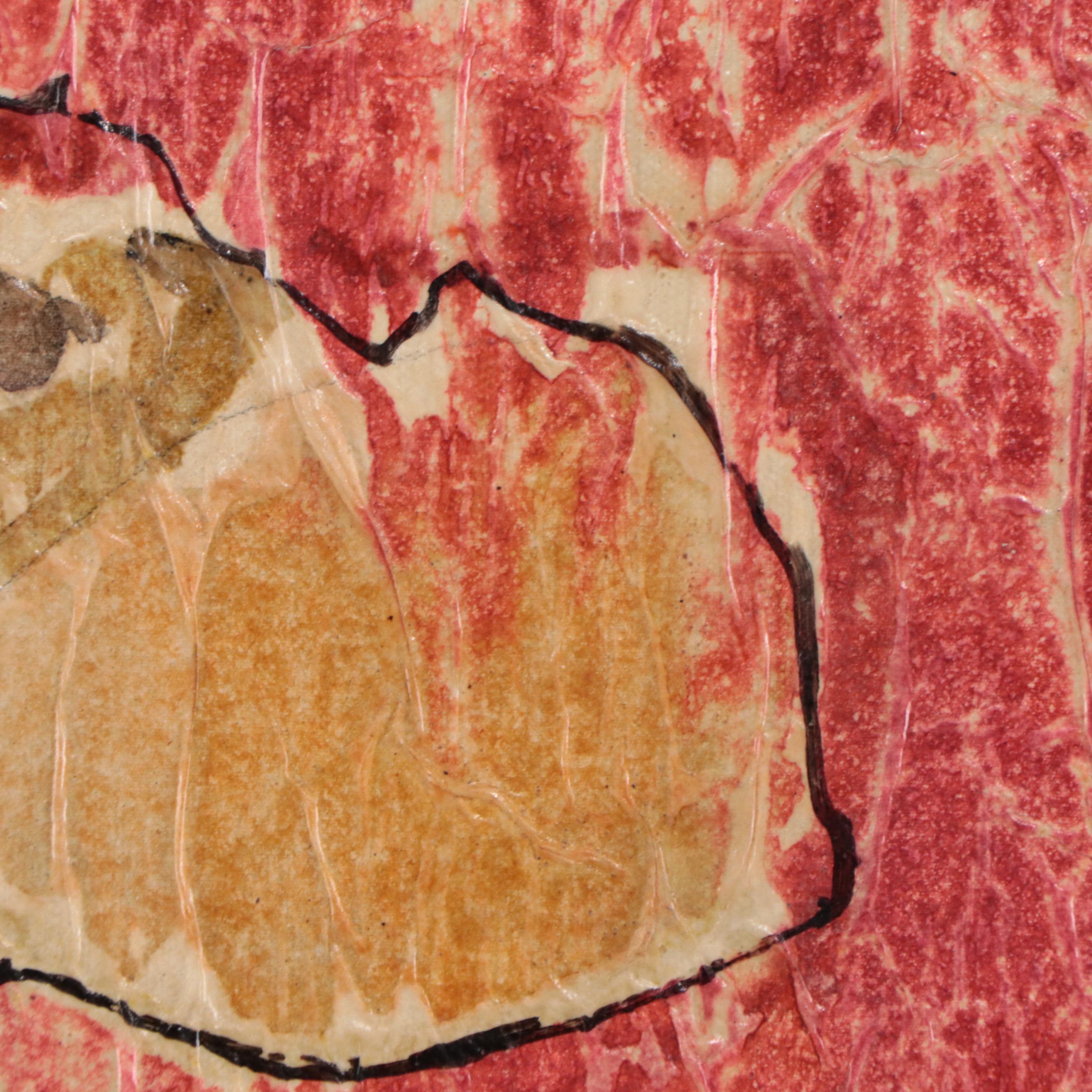 Yves Leduc Mixed Media Painting of Figure, Circa 1970