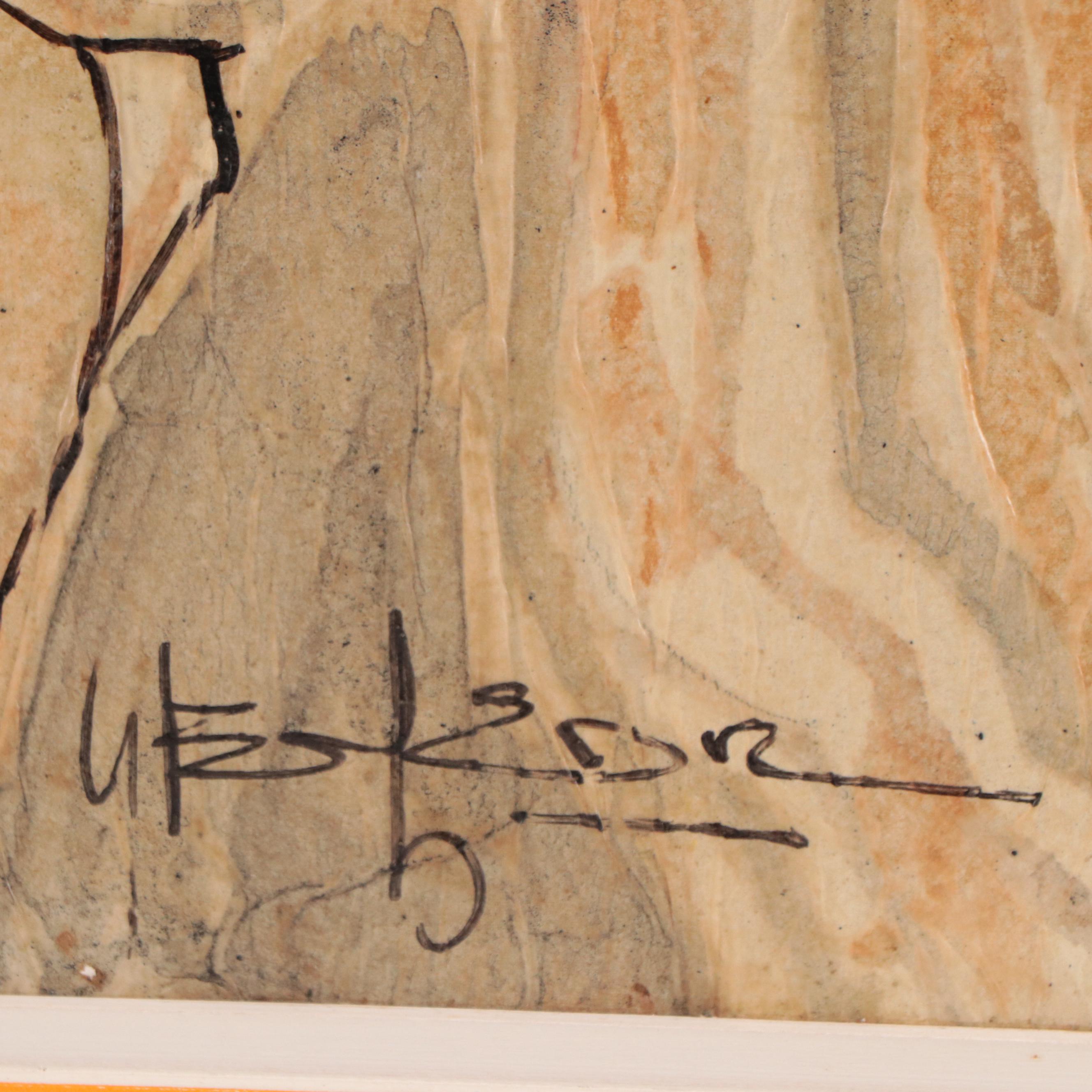 Yves Leduc Mixed Media Painting of Figure, Circa 1970