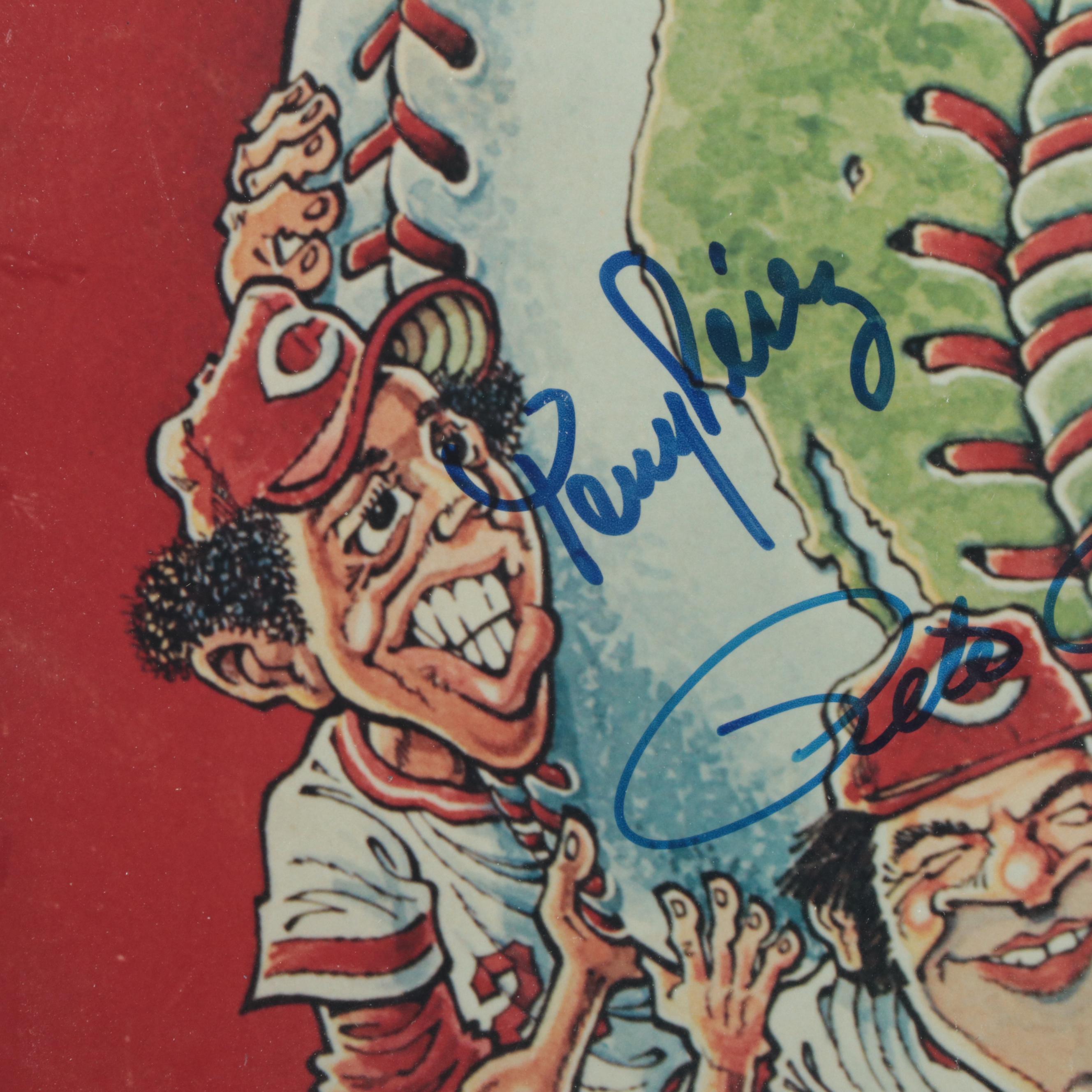 Rose, Foster, Pérez Signed 1976 Cincinnati Reds World Series Yearbook Giclée