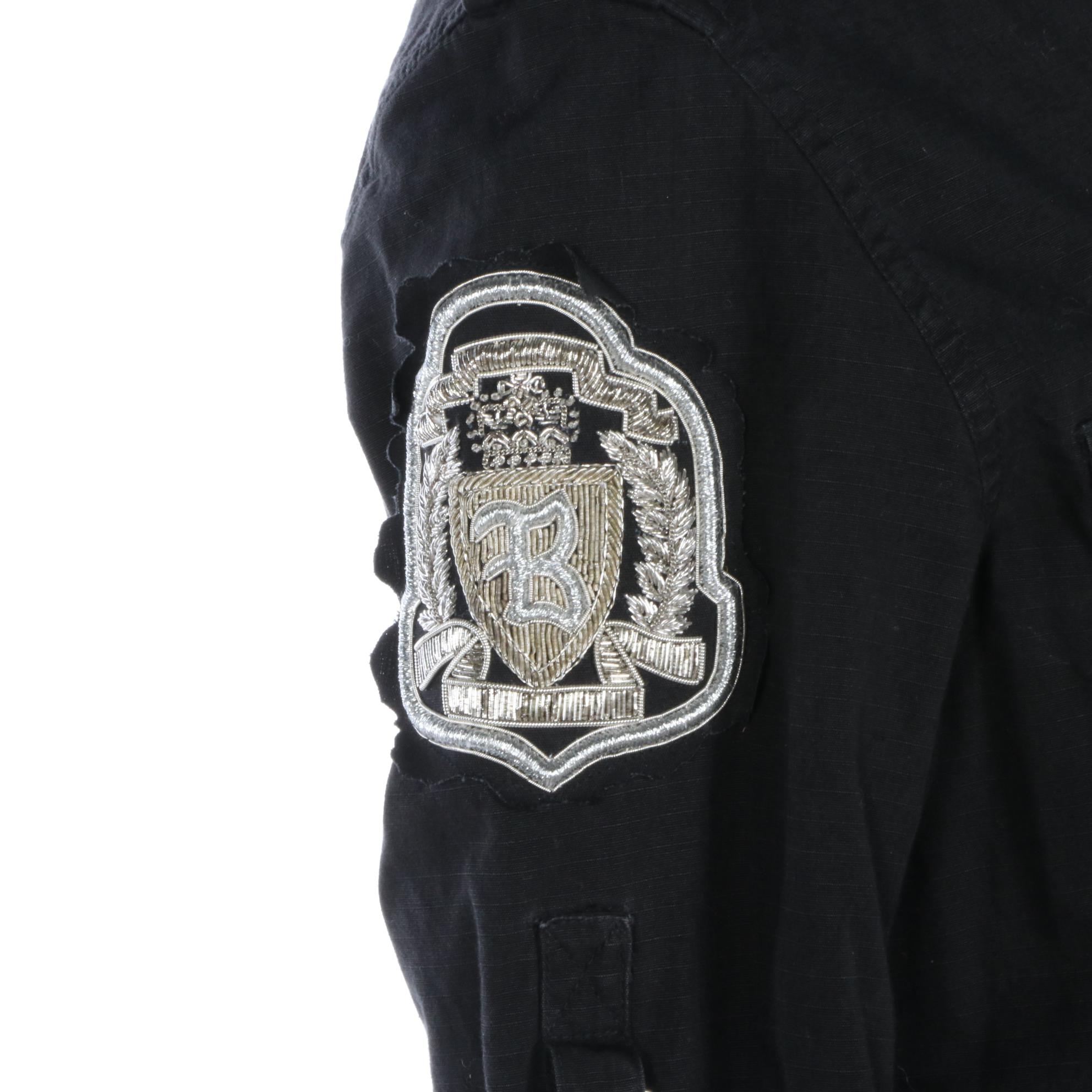 Balmain Eagle Logo Button-Up Shirt with Embroidered Patch