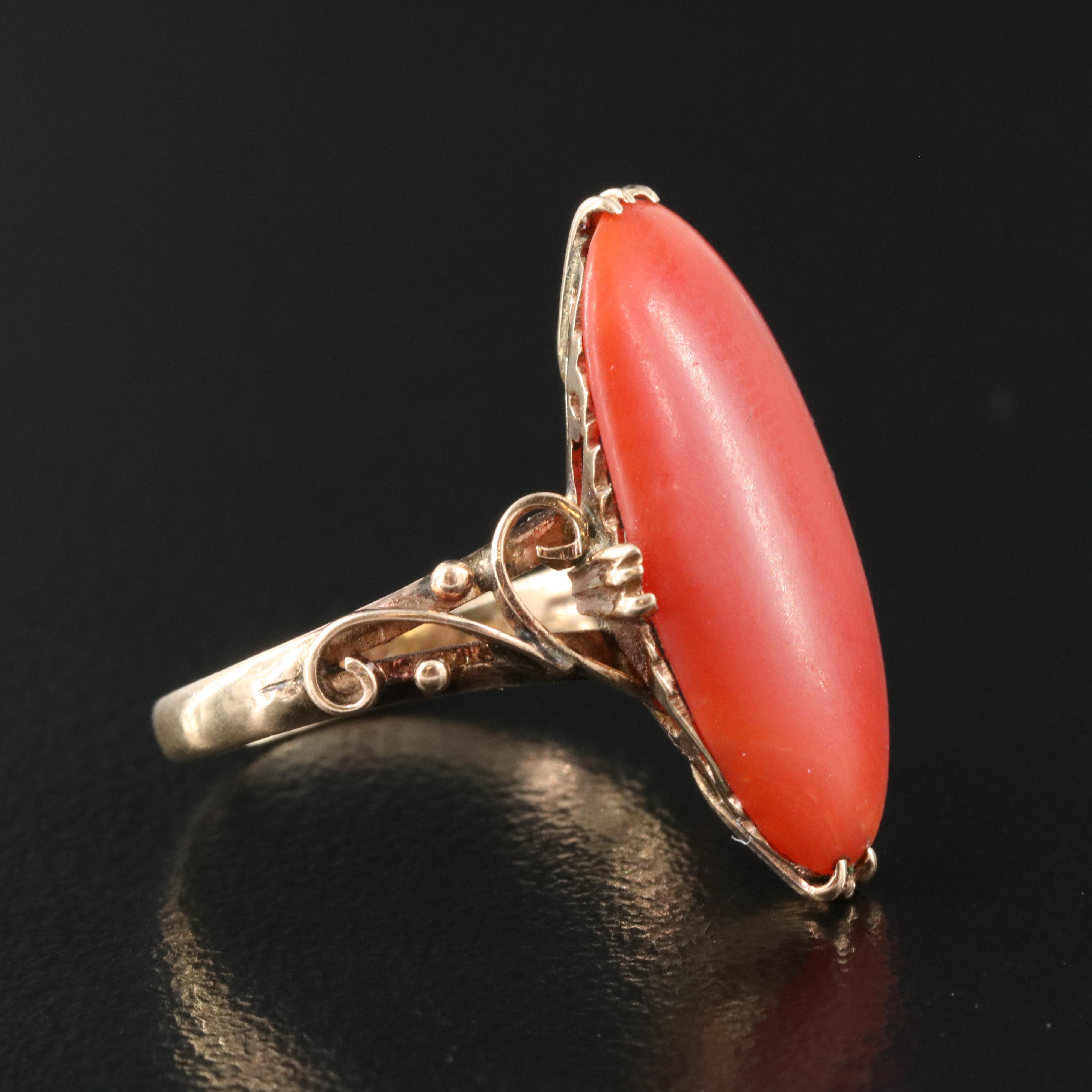 Victorian 10K Coral Ring