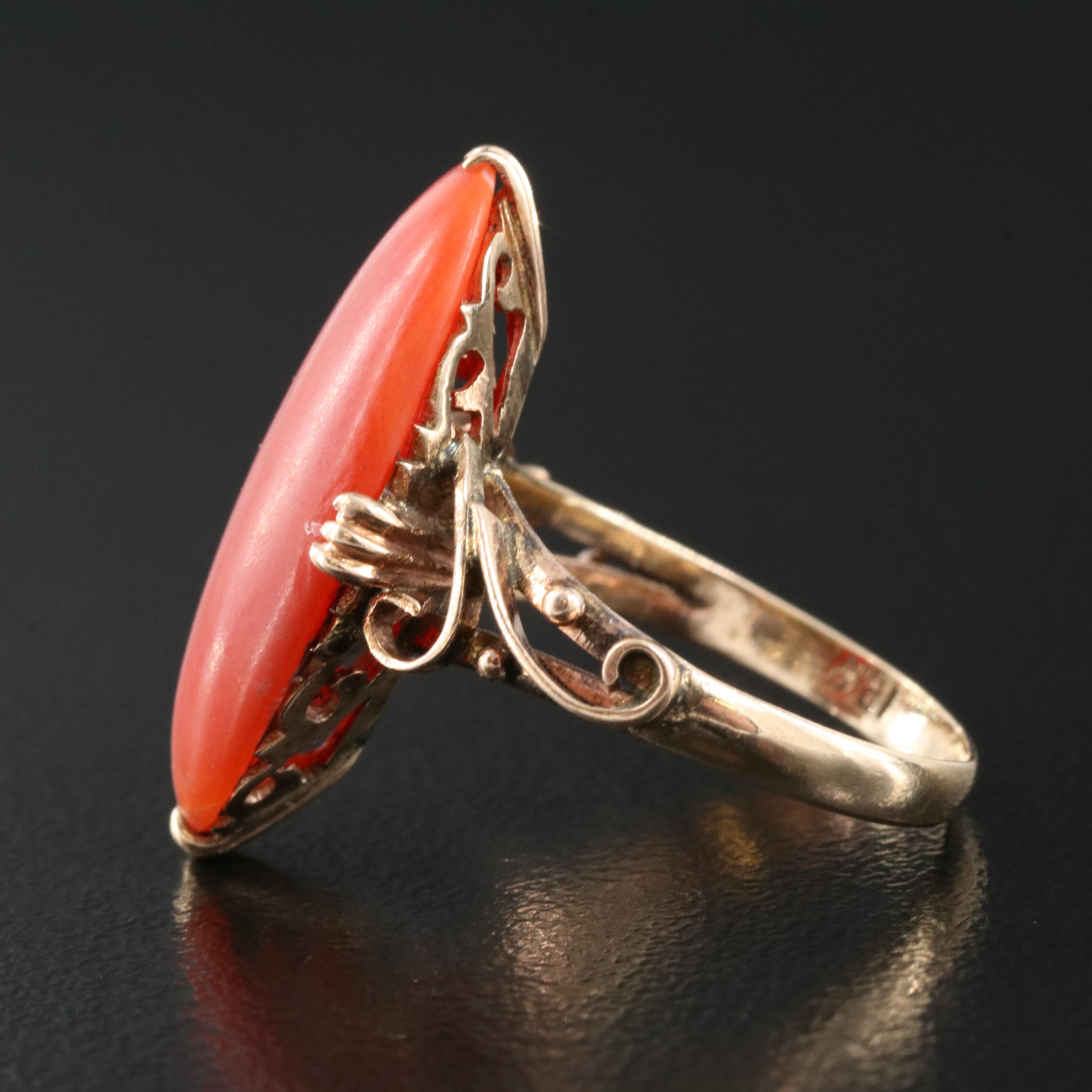 Victorian 10K Coral Ring