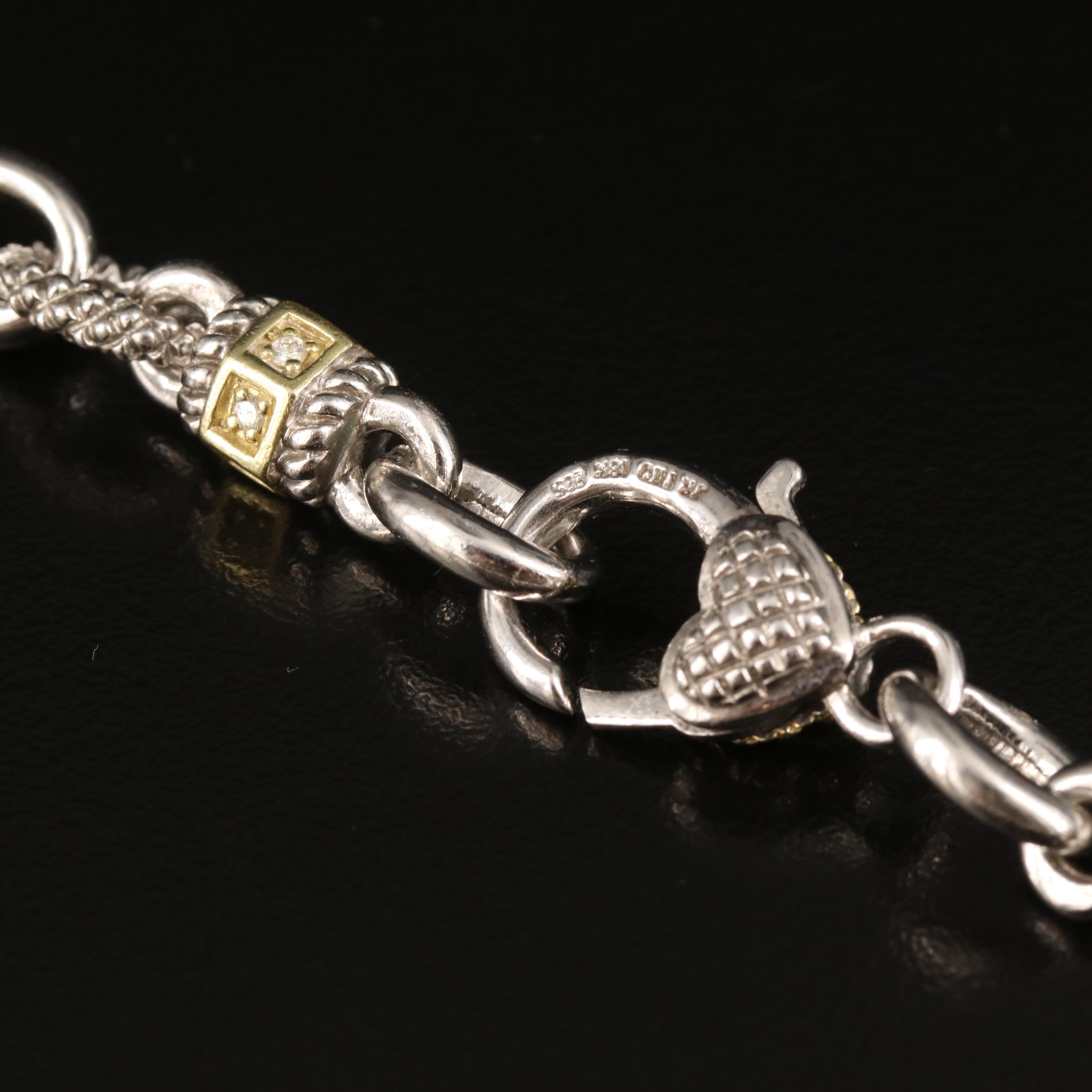 Judith Ripka Sterling Diamond Oval Link Necklace with 18K Accents