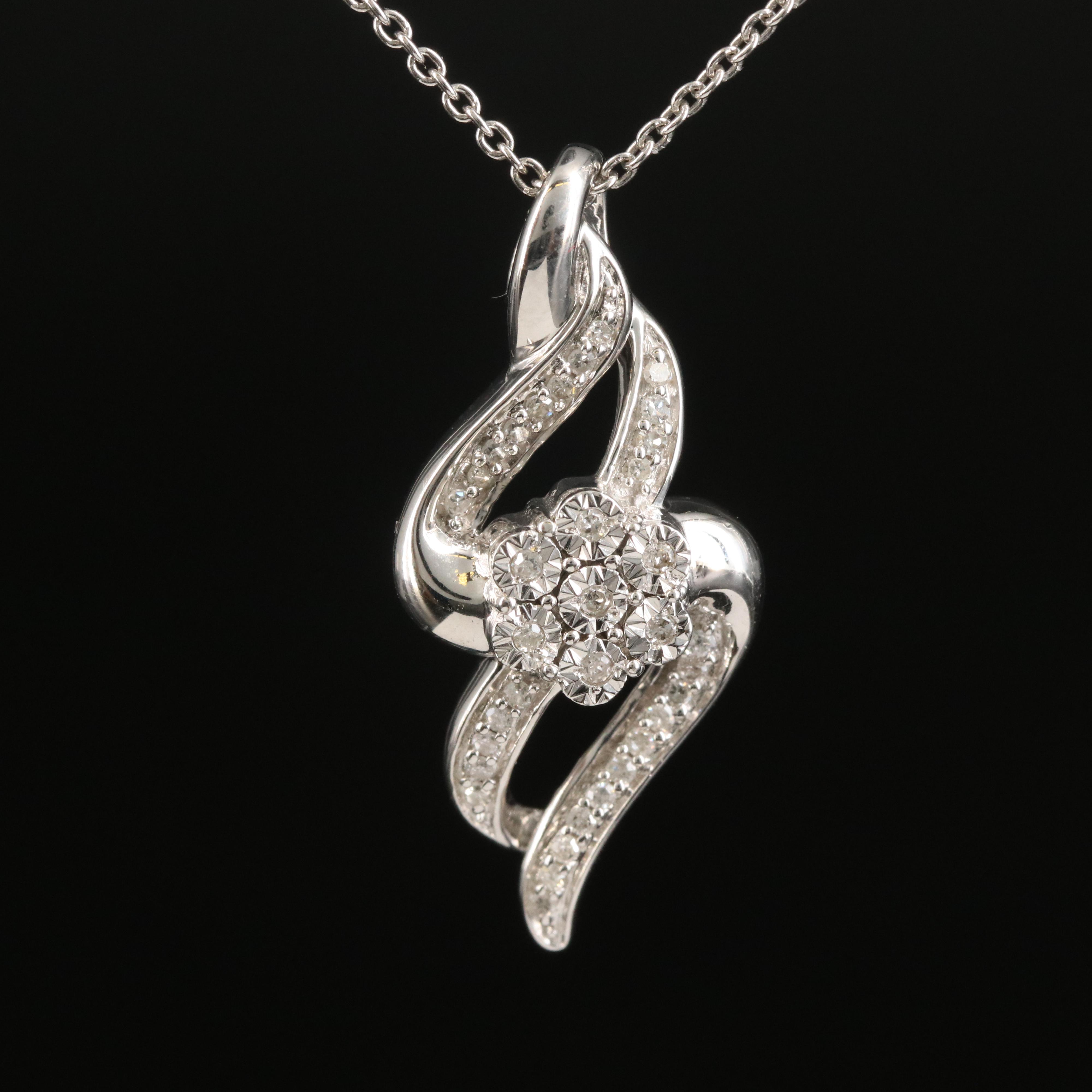 Sterling Diamond Knot Pendant Necklace