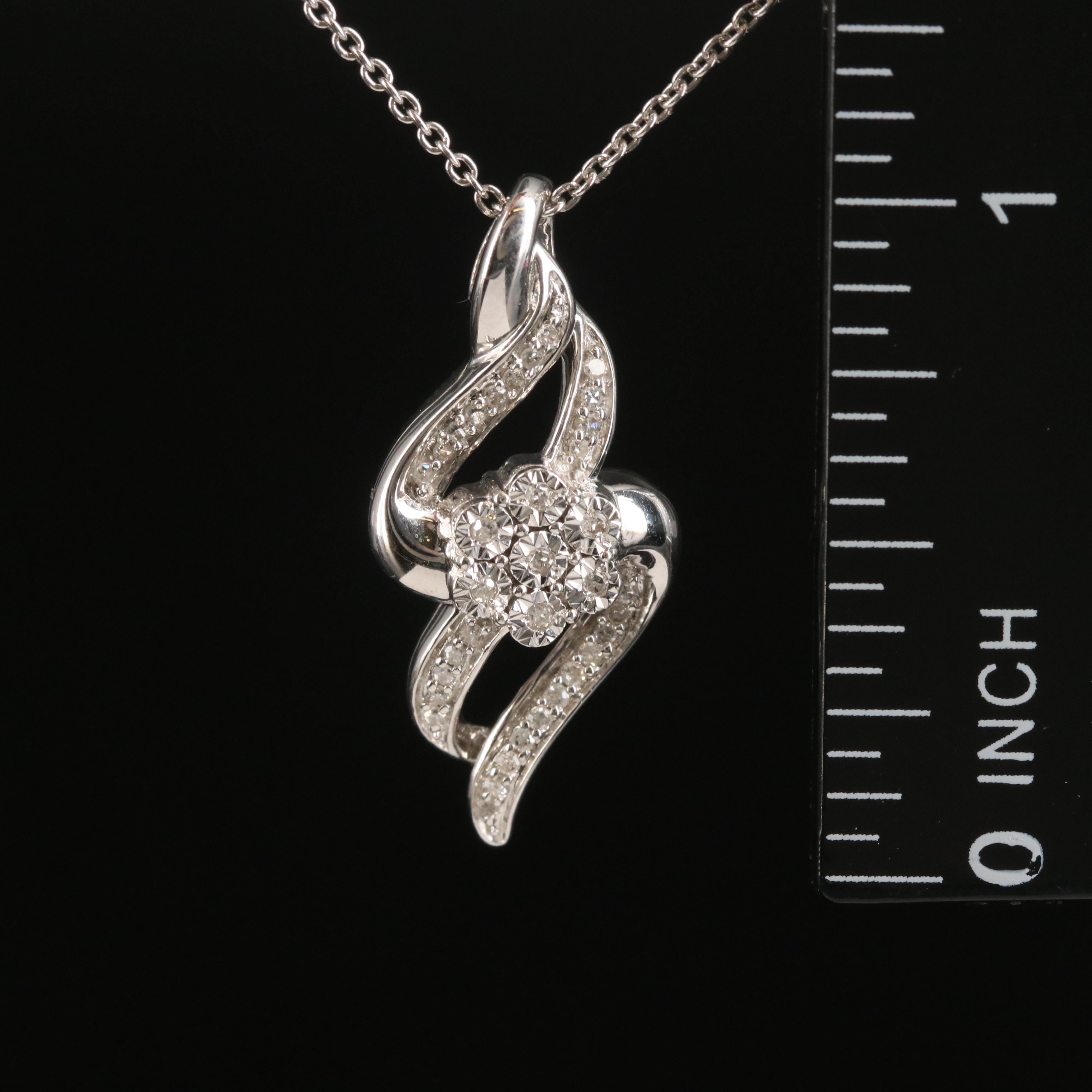Sterling Diamond Knot Pendant Necklace