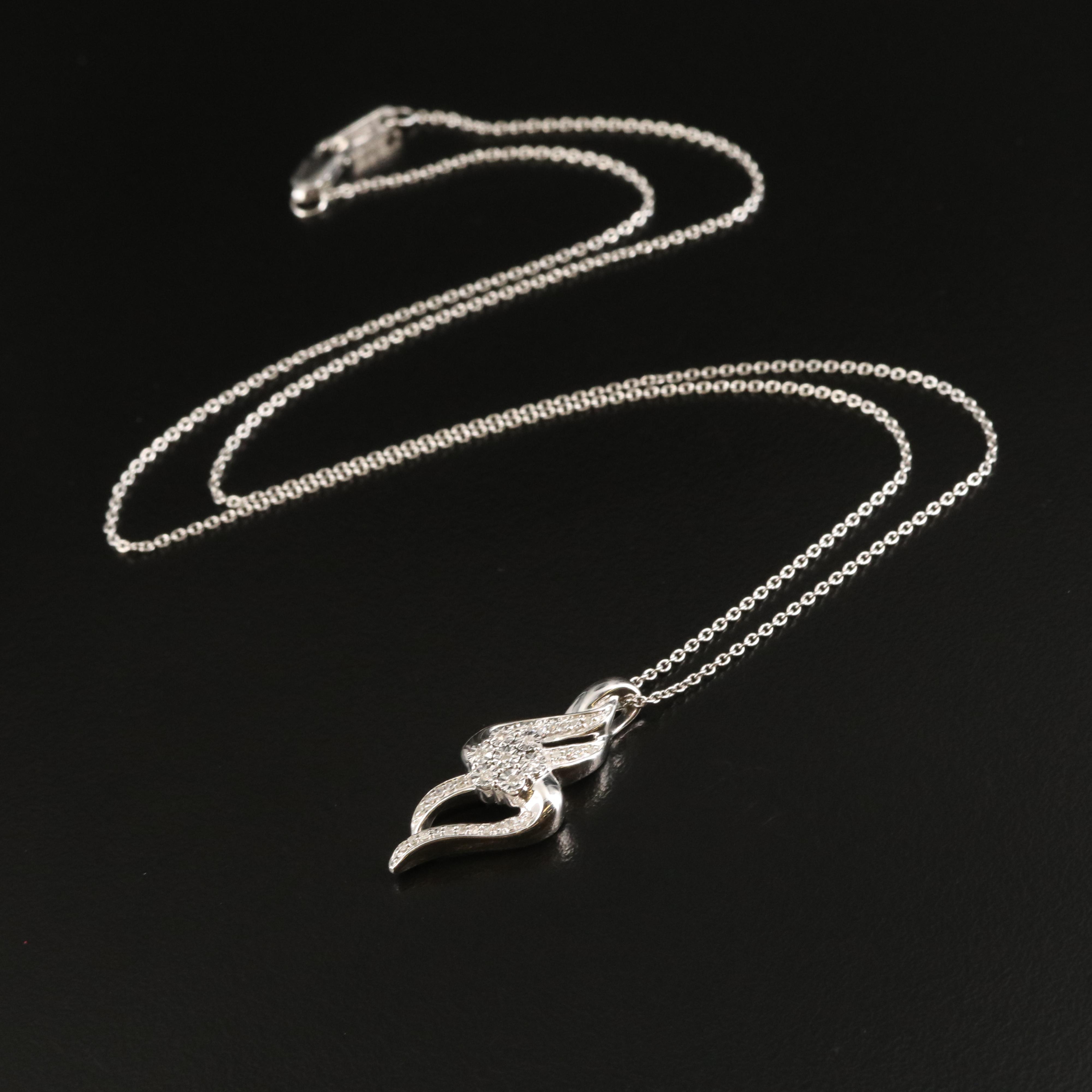 Sterling Diamond Knot Pendant Necklace