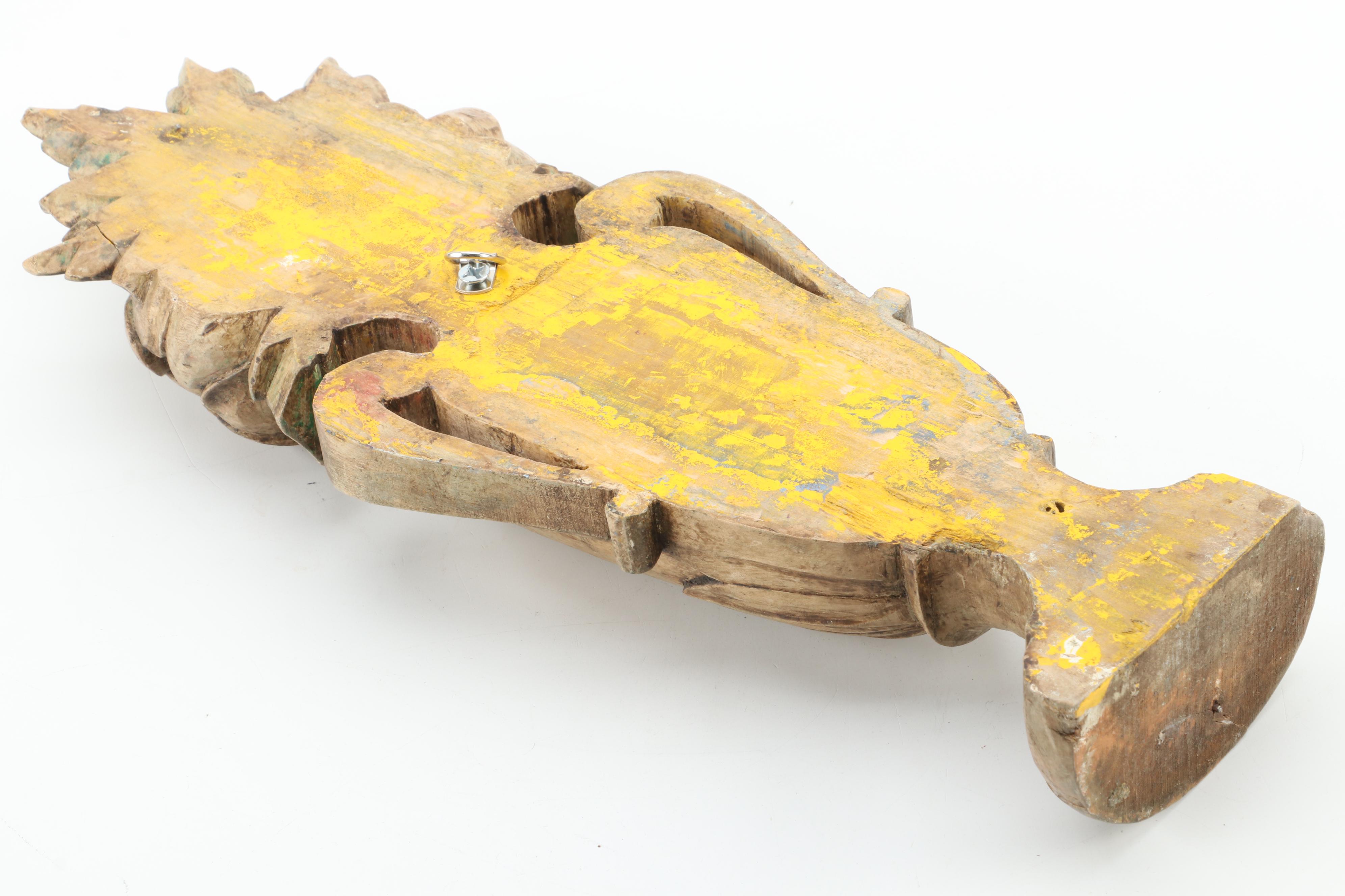 Allen Sanitary Fountain Bath Apparatus and Wooden Relief Wall Hanging