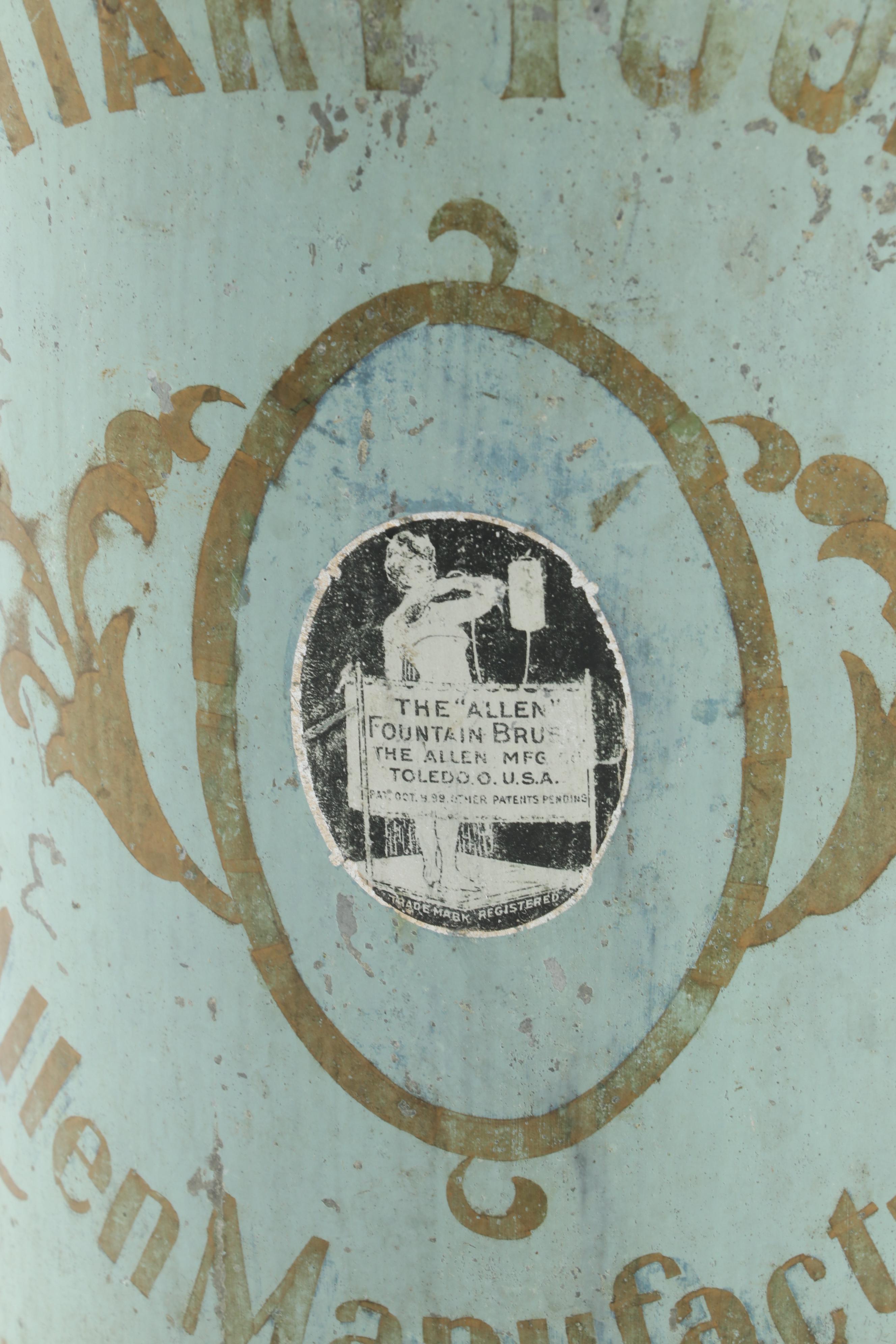 Allen Sanitary Fountain Bath Apparatus and Wooden Relief Wall Hanging