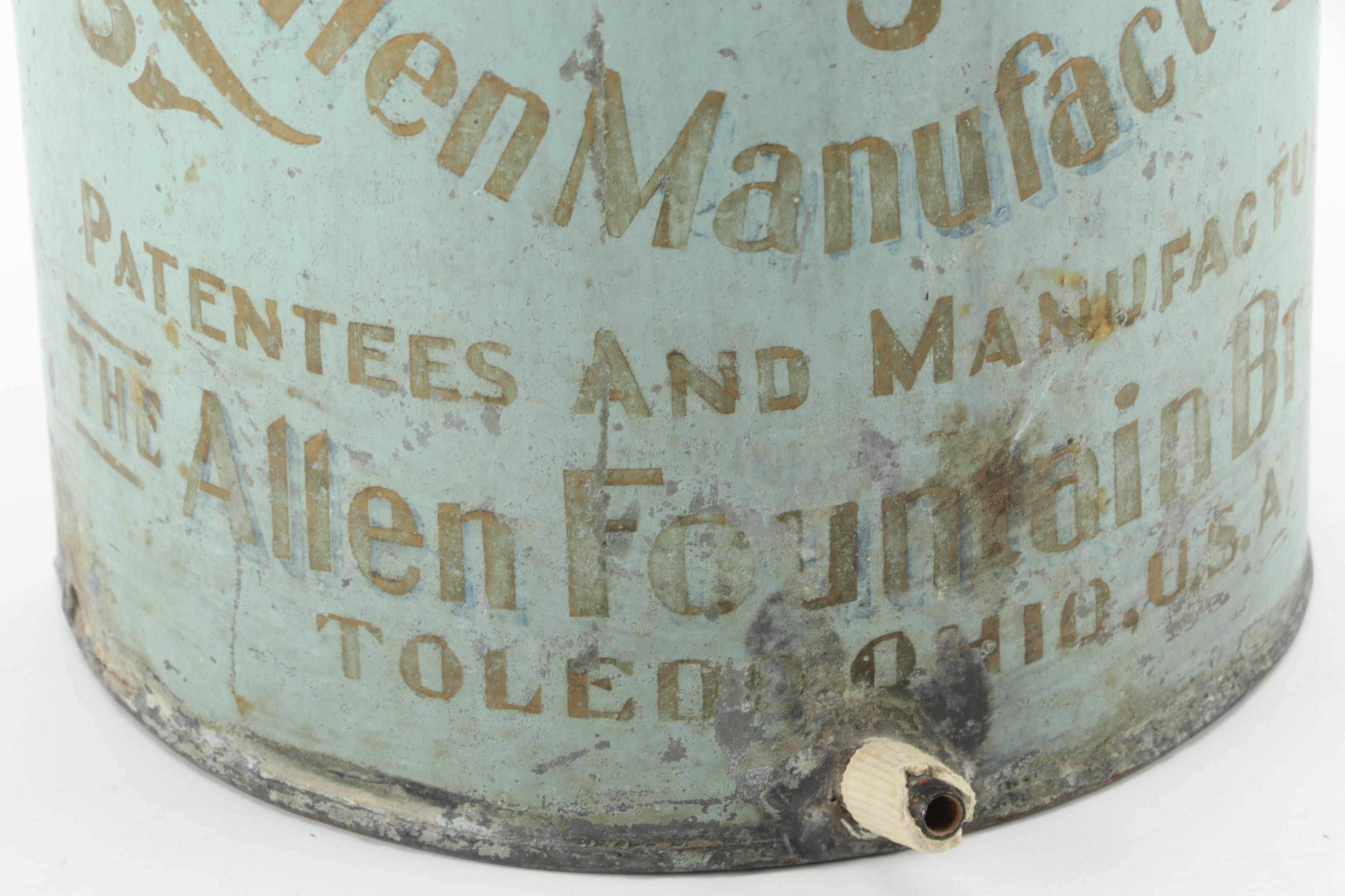 Allen Sanitary Fountain Bath Apparatus and Wooden Relief Wall Hanging