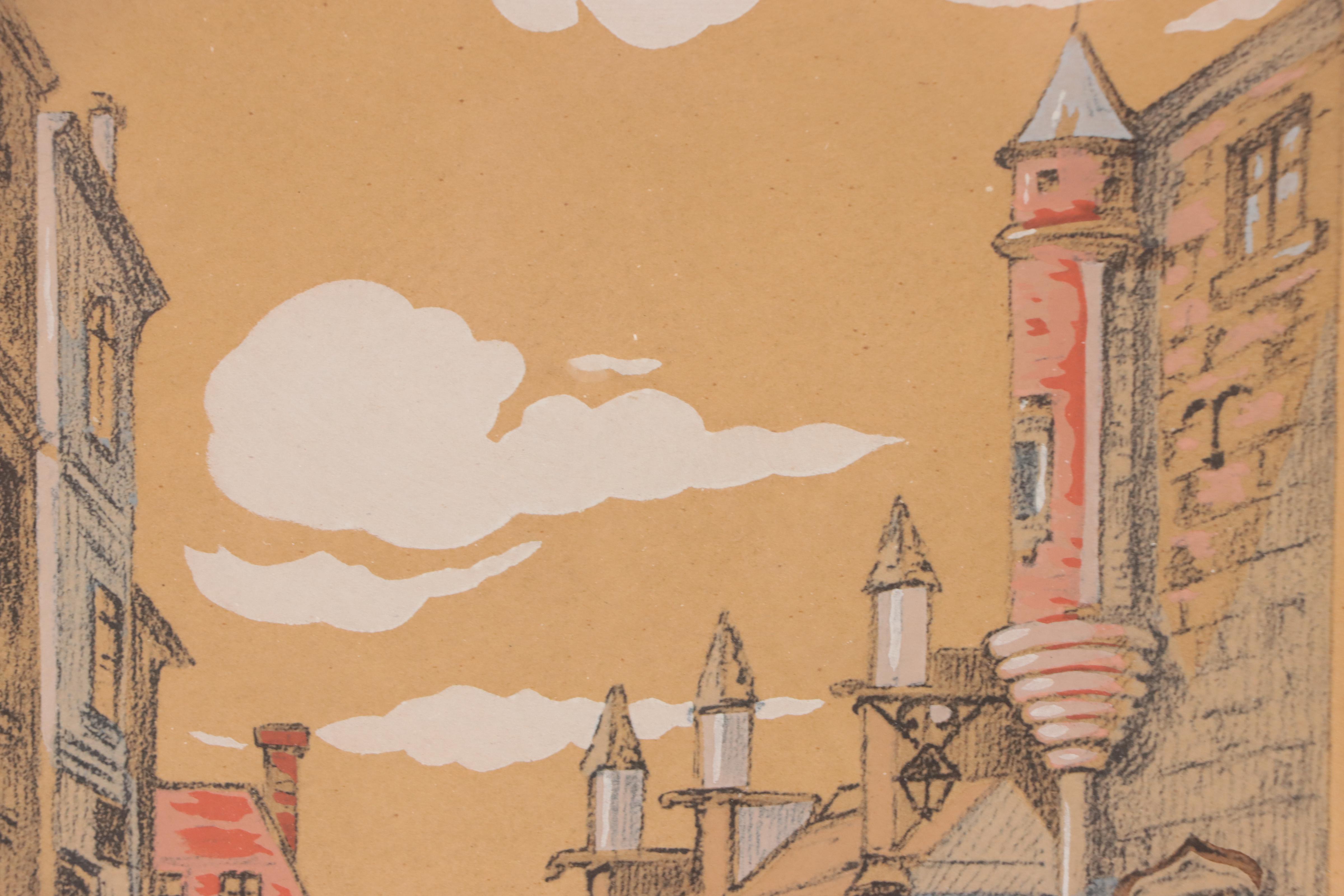 A. Brunet Hand-Colored Collotypes "Rue des Orfèvres" and "Rue St. Germain"