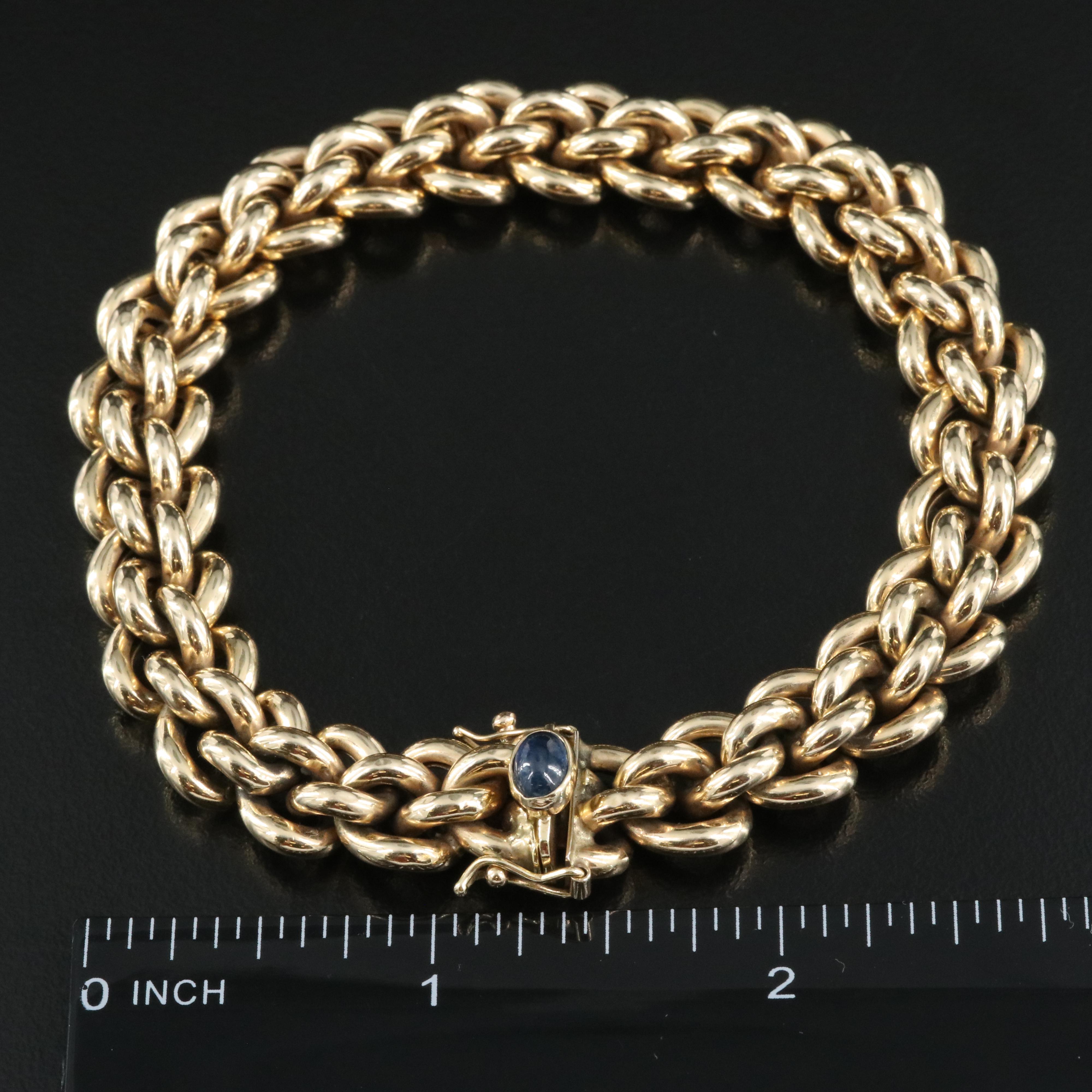 Italian 14K Sapphire Fancy Link Bracelet