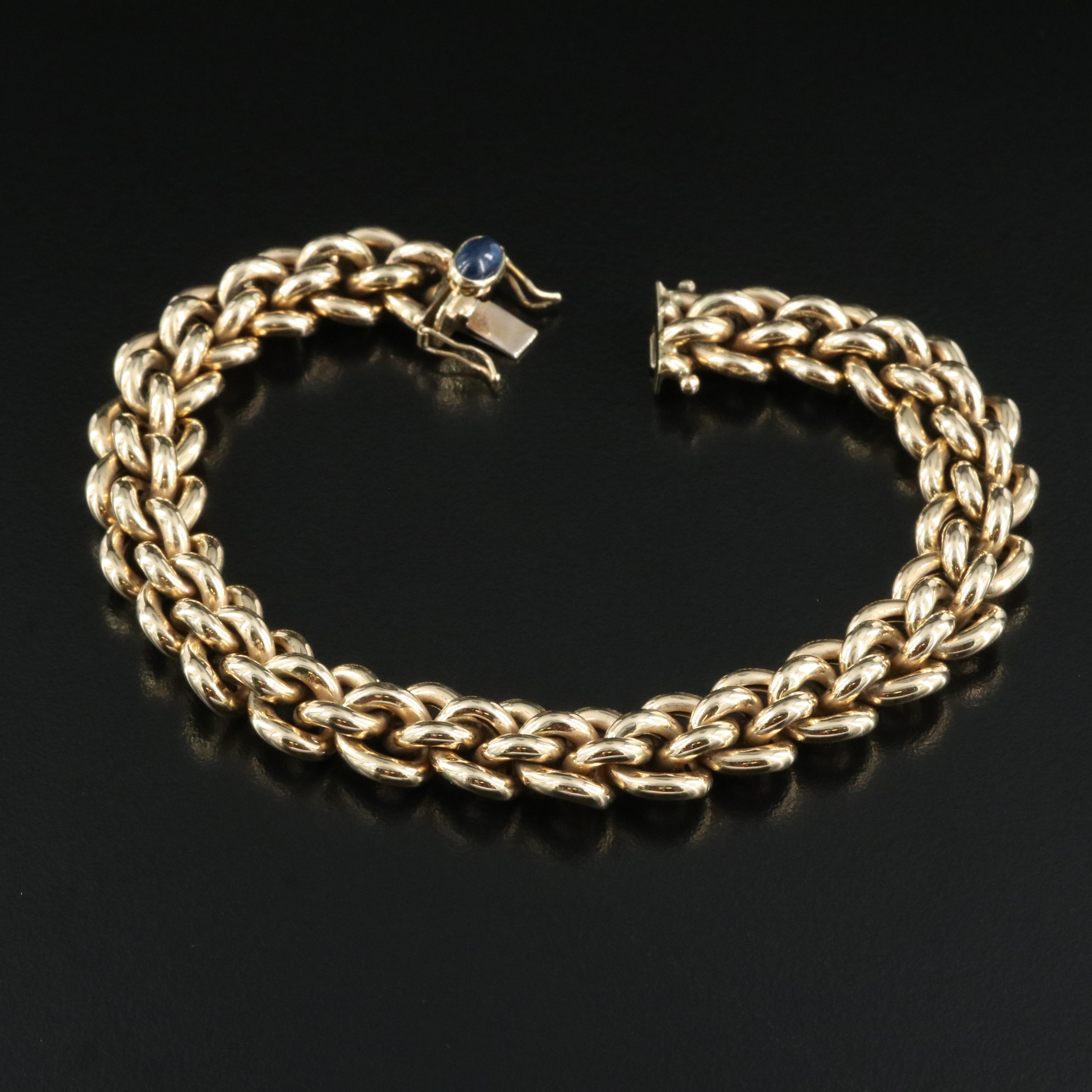 Italian 14K Sapphire Fancy Link Bracelet