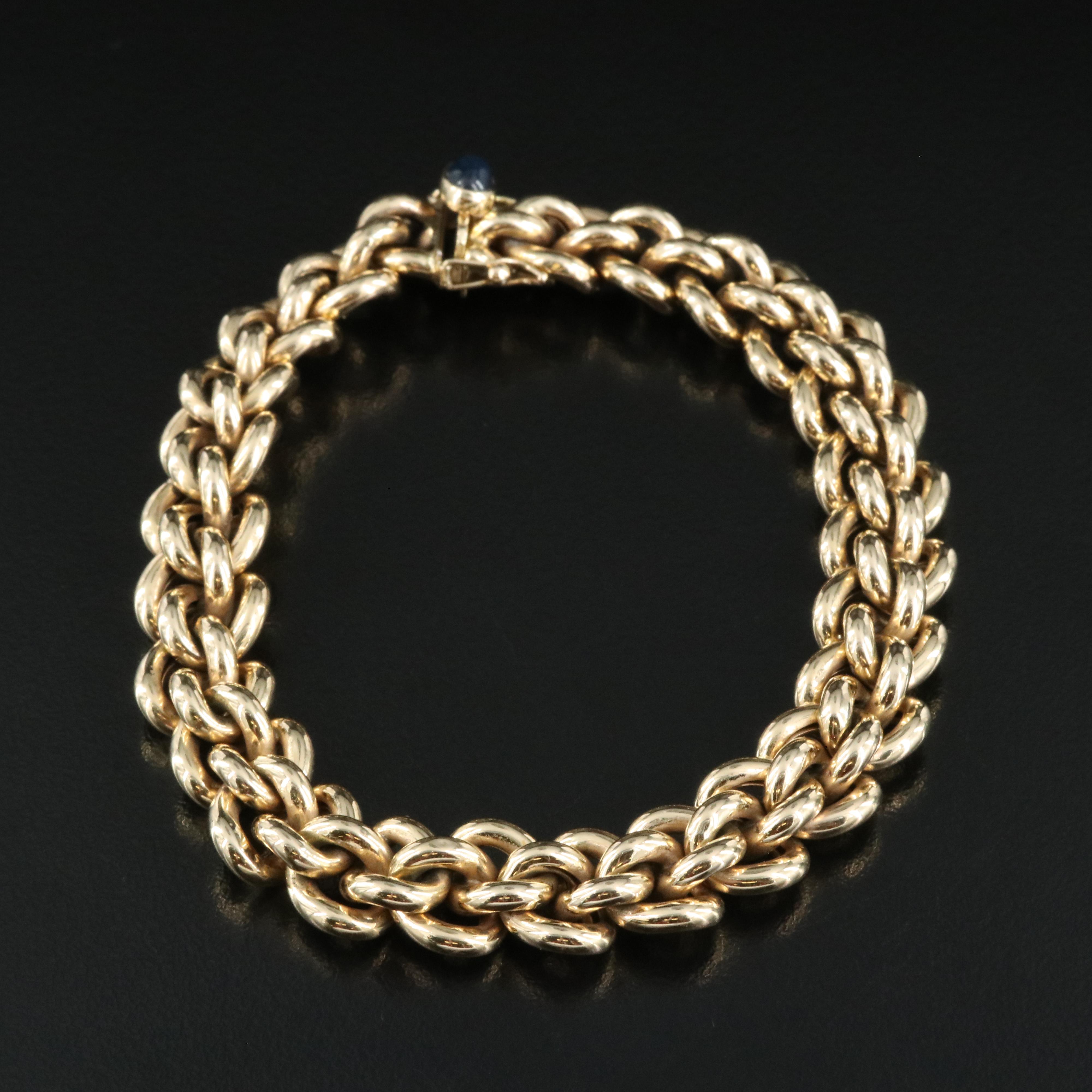 Italian 14K Sapphire Fancy Link Bracelet