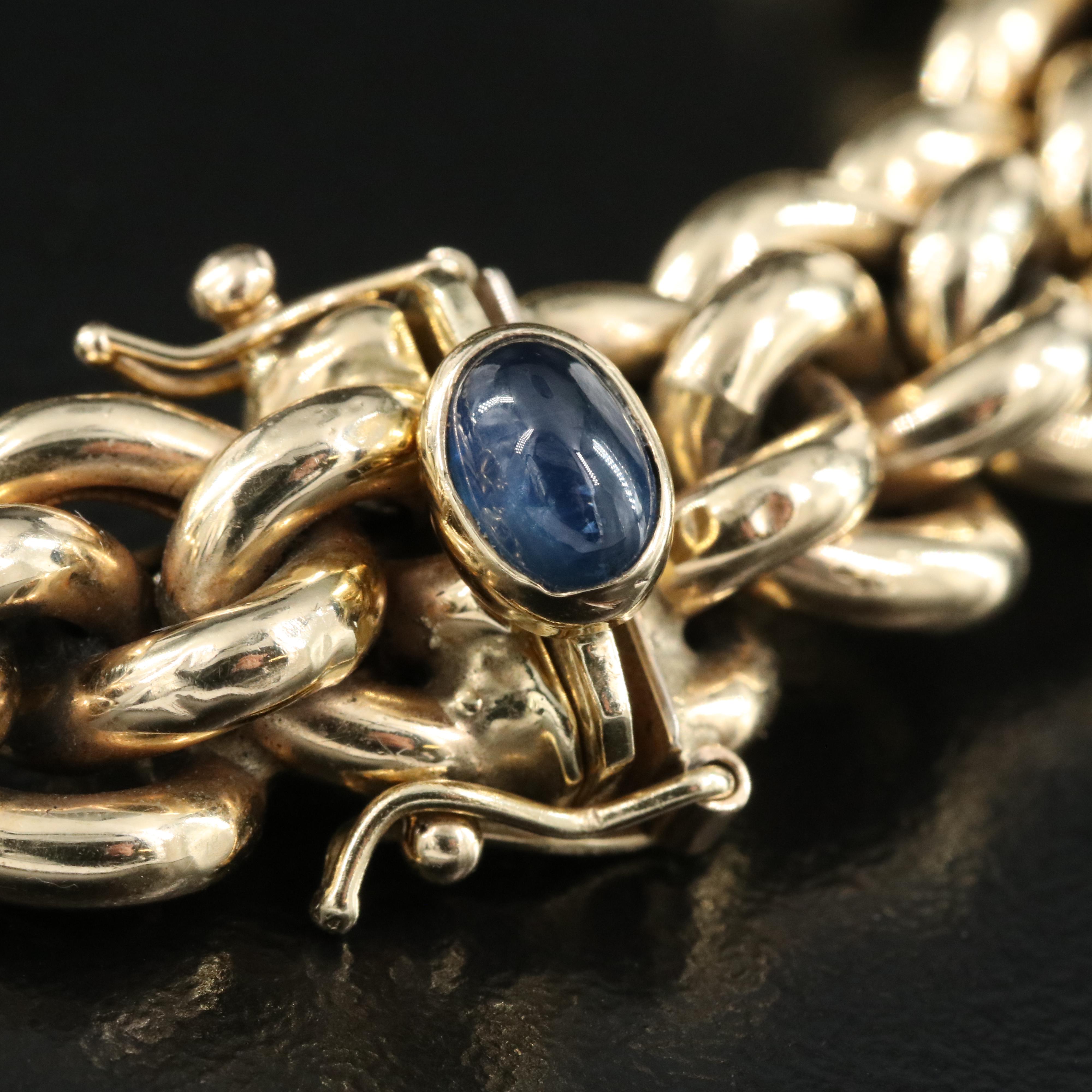 Italian 14K Sapphire Fancy Link Bracelet