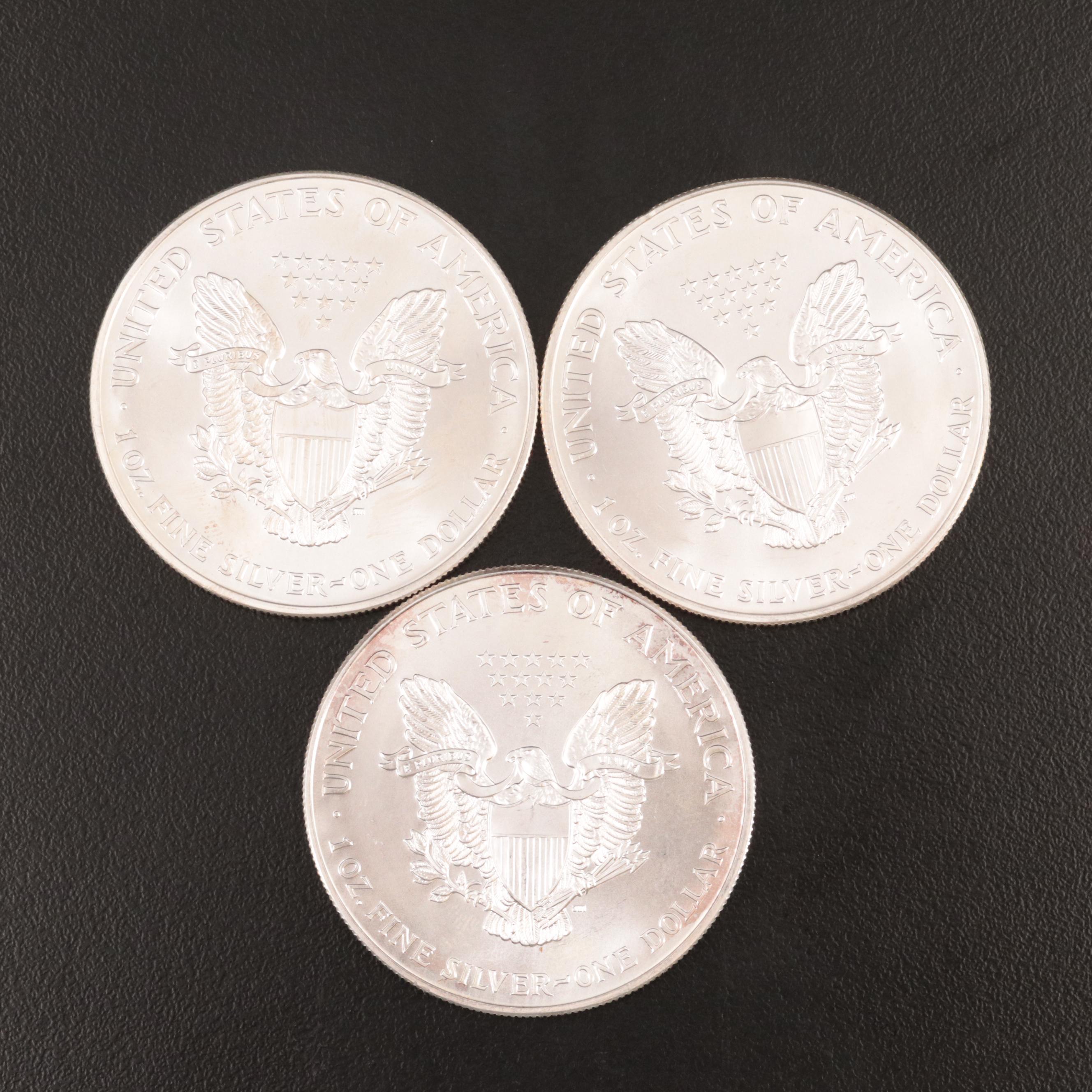 Five Colorized 2000 American Silver Eagles