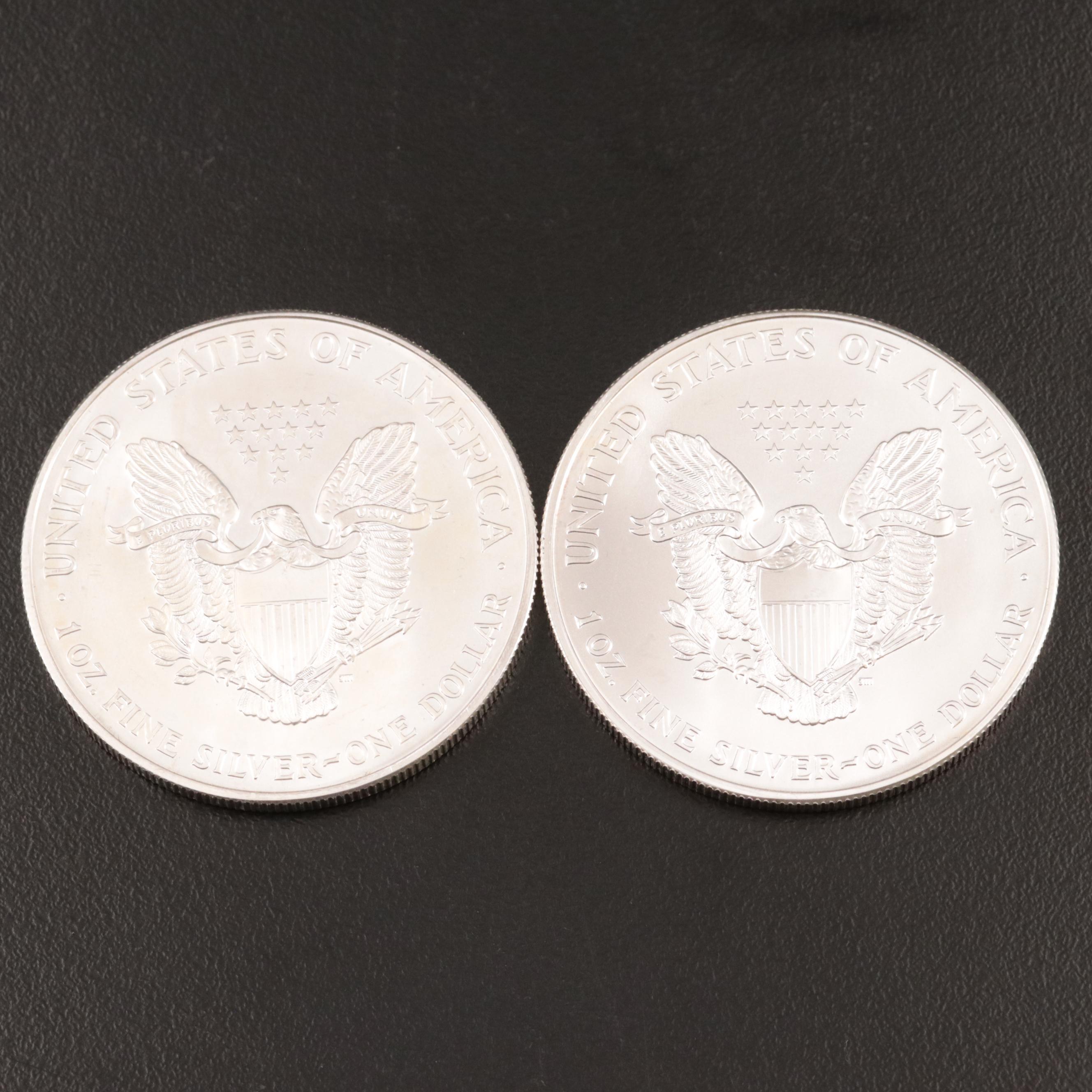 Five Colorized 2000 American Silver Eagles