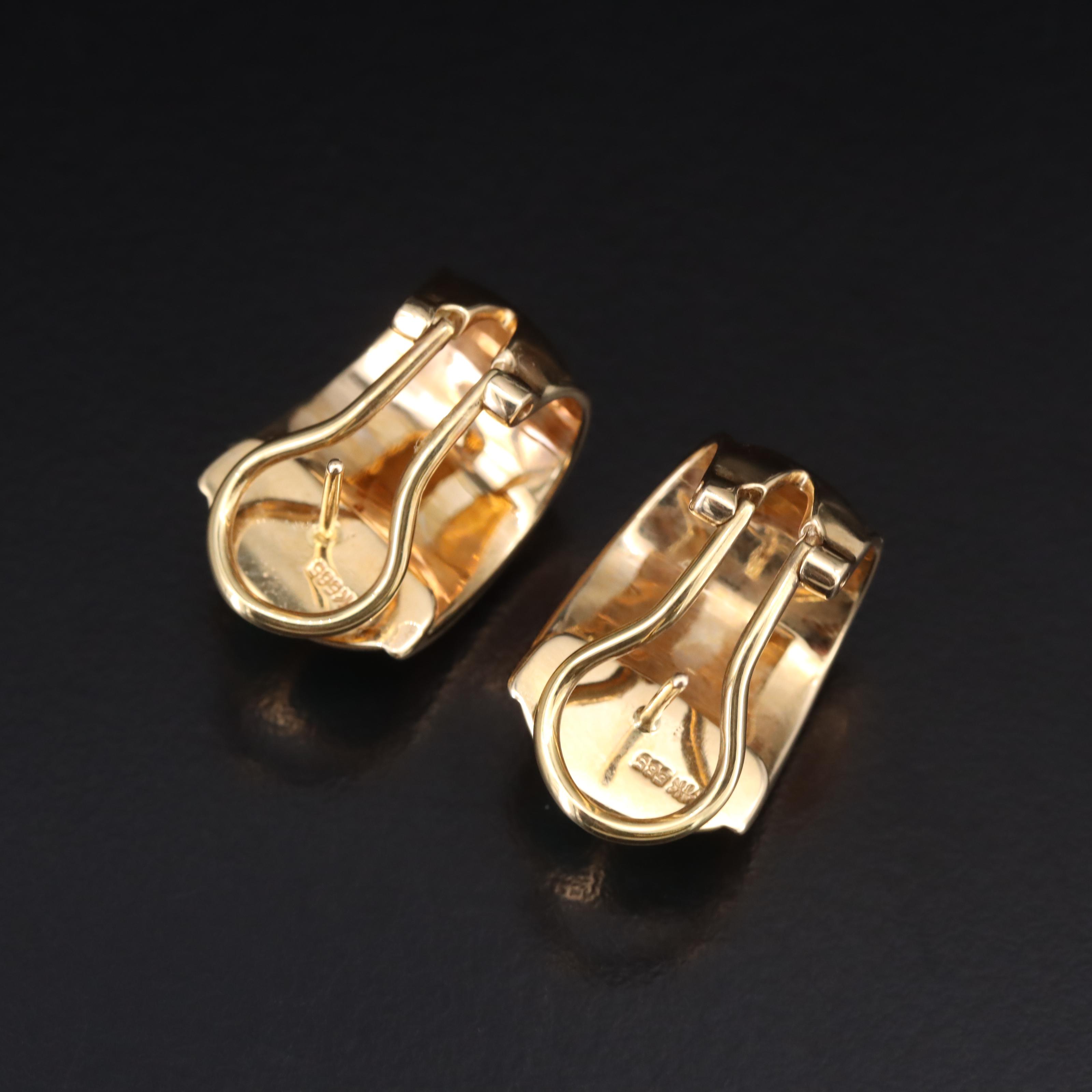 14K Turquoise Inlay J Hoop Earrings