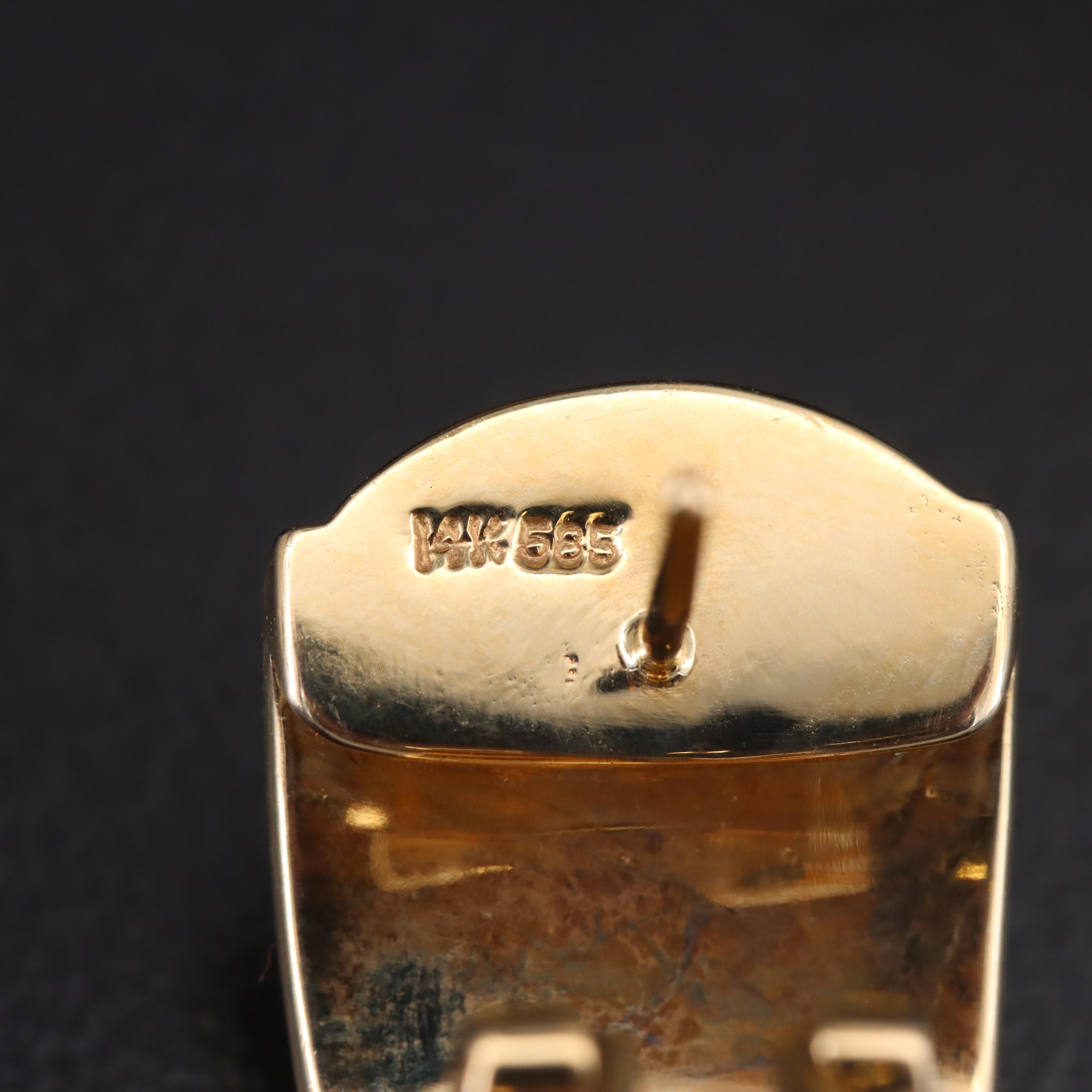 14K Turquoise Inlay J Hoop Earrings