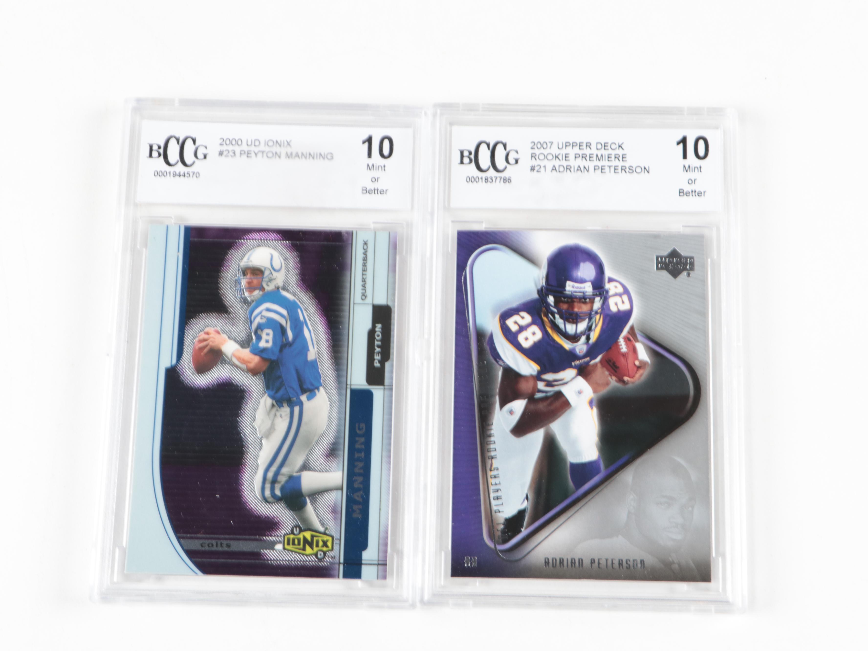 Topps, Upper Deck Graded Beckett 10 Gem Mint Football Cards with Manning, More