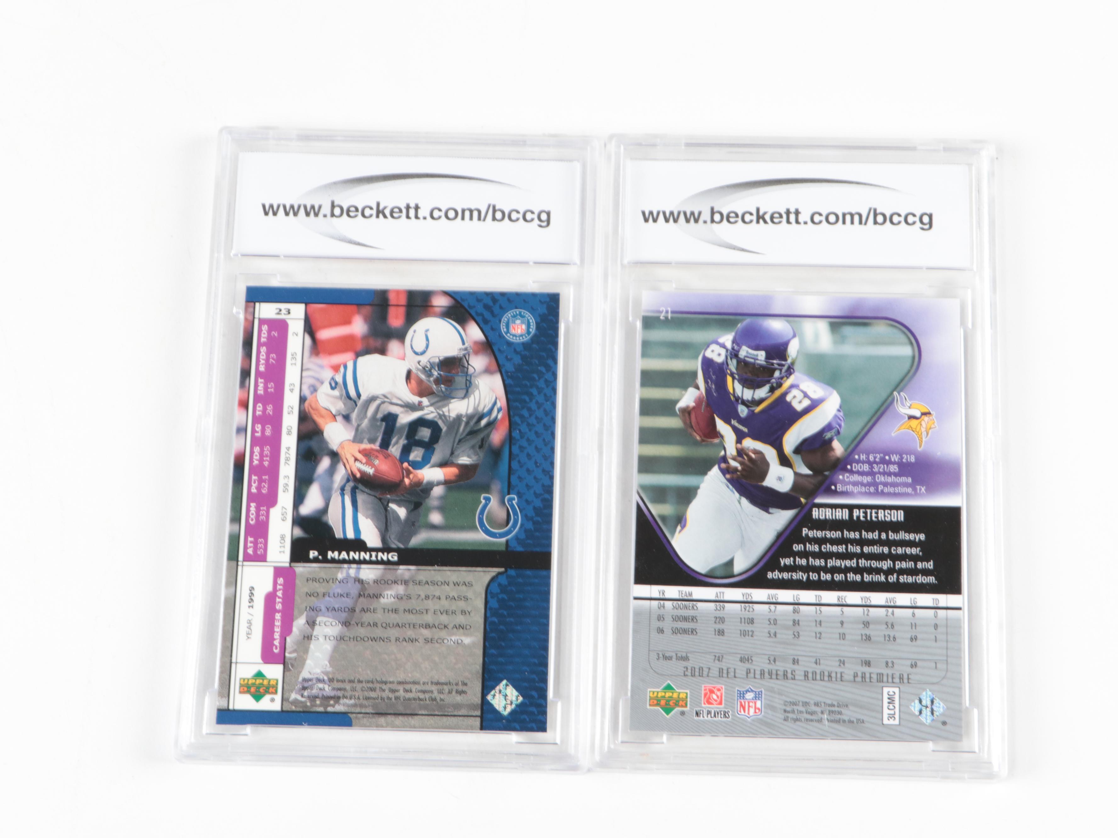 Topps, Upper Deck Graded Beckett 10 Gem Mint Football Cards with Manning, More