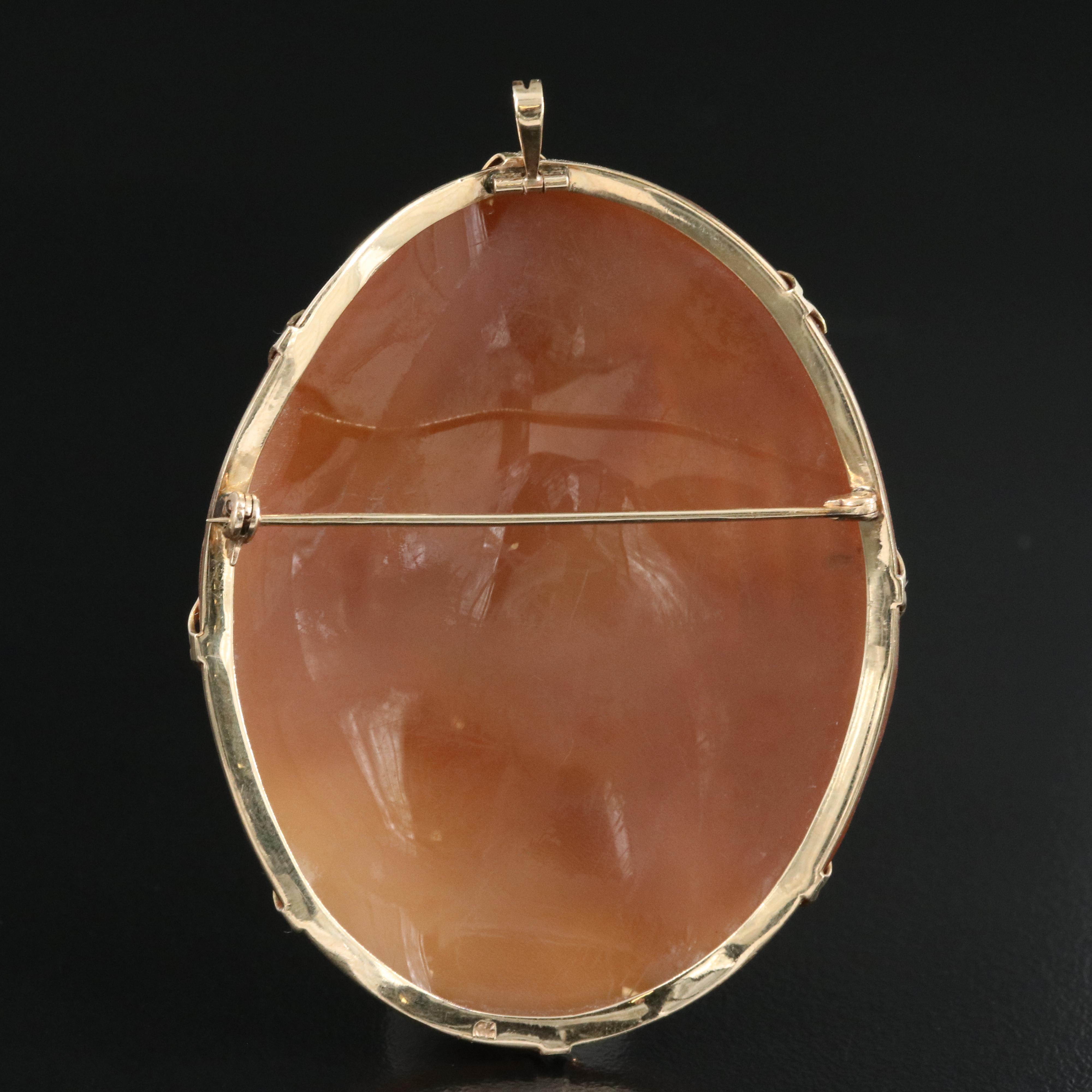 Vintage 10K Shell Three Cherub Motif Converter Brooch