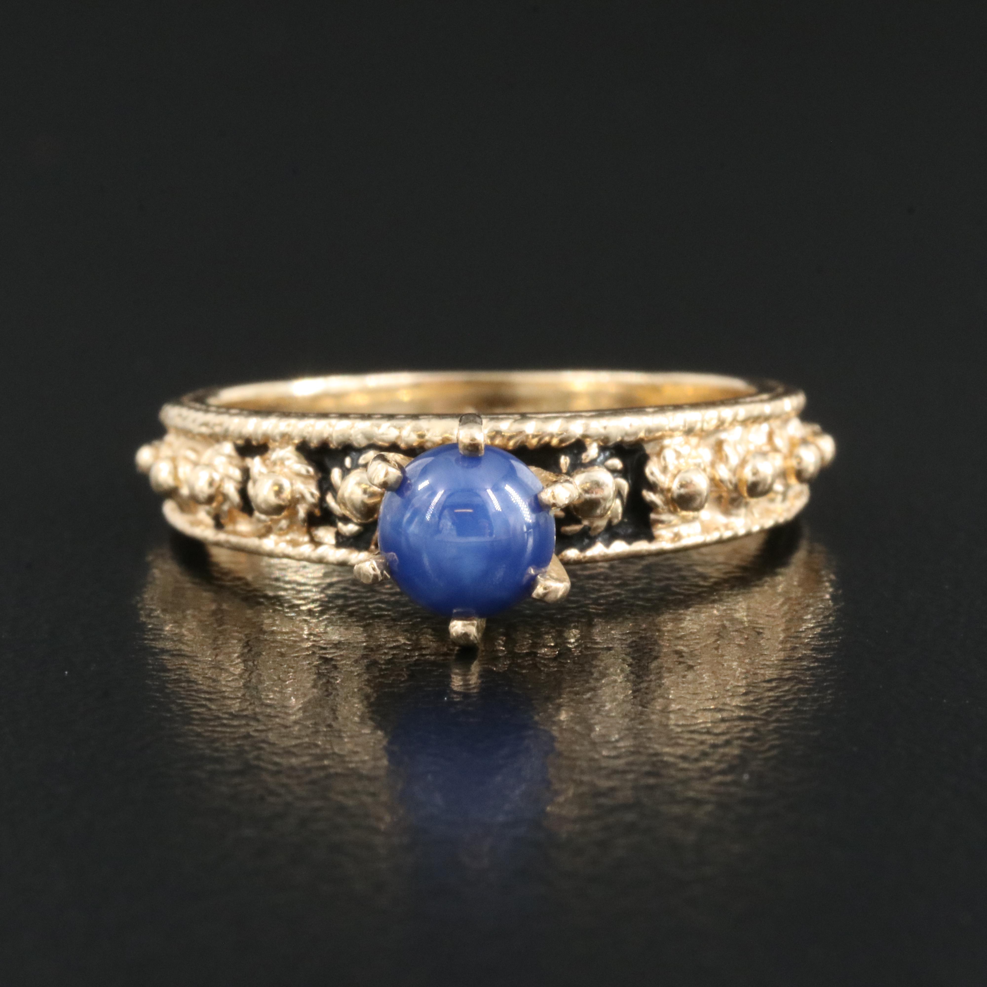Vintage 14K Star Sapphire Cannetille Ring