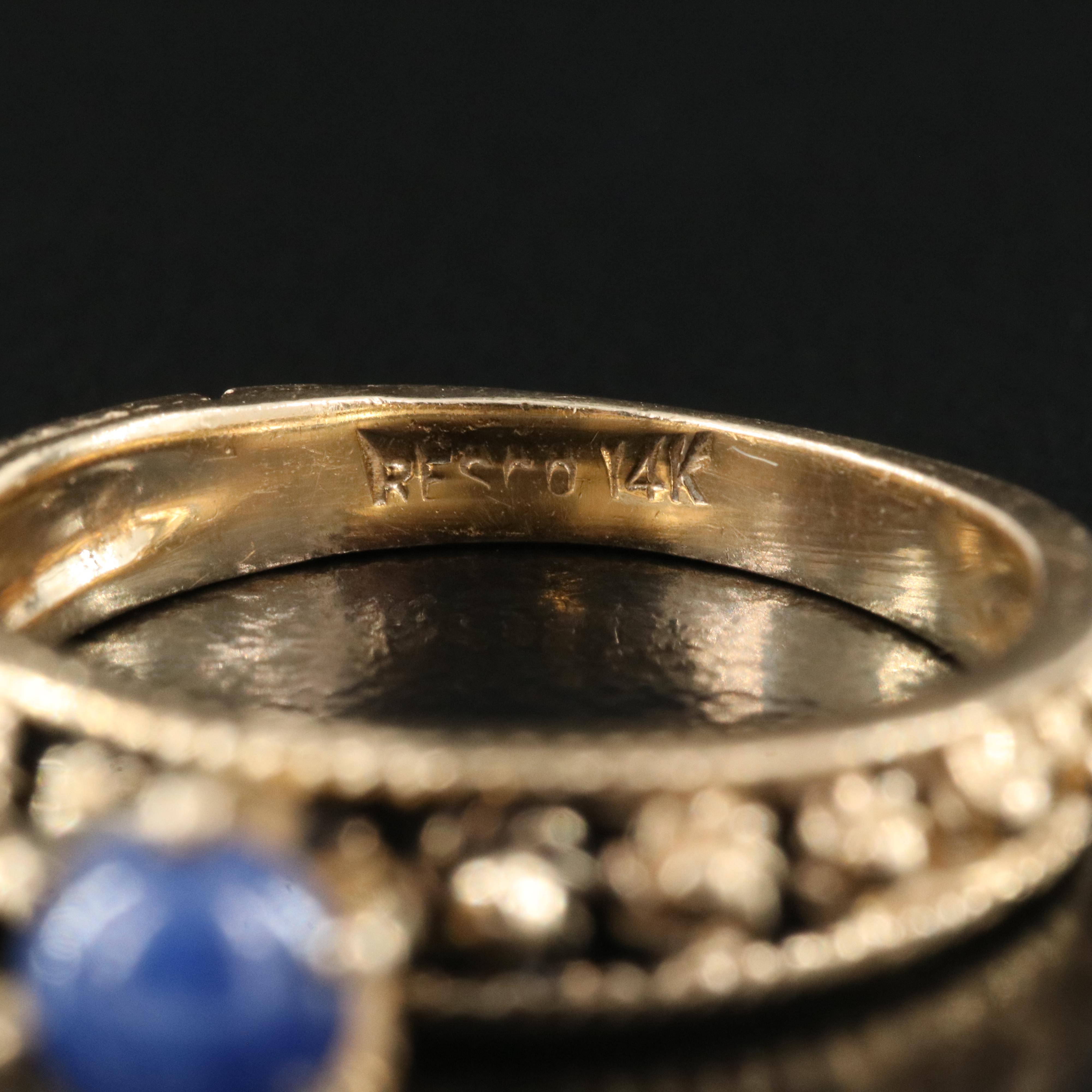 Vintage 14K Star Sapphire Cannetille Ring