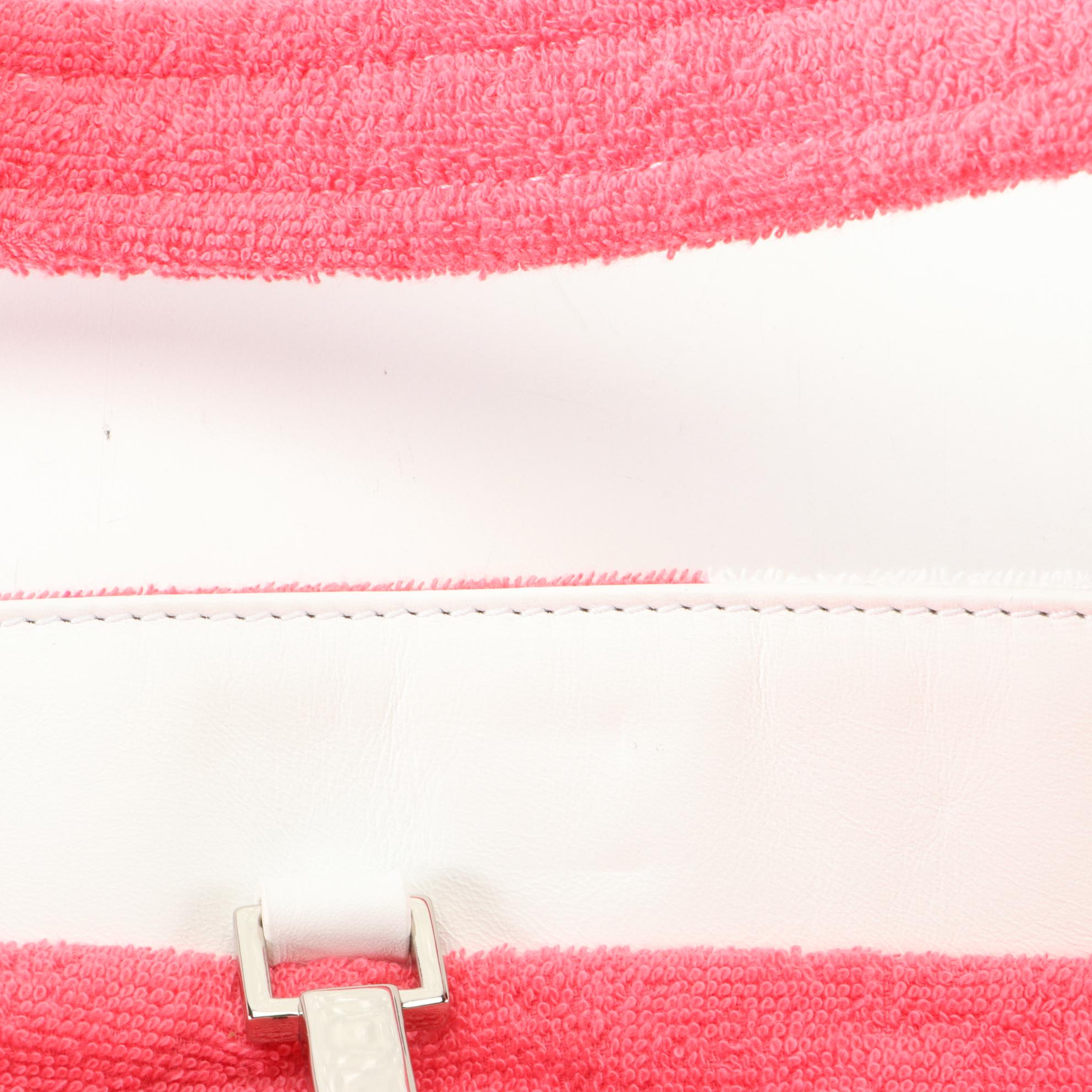 Chanel Large Beach Tote in CC Monogram Terry Cloth and White Leather Trim