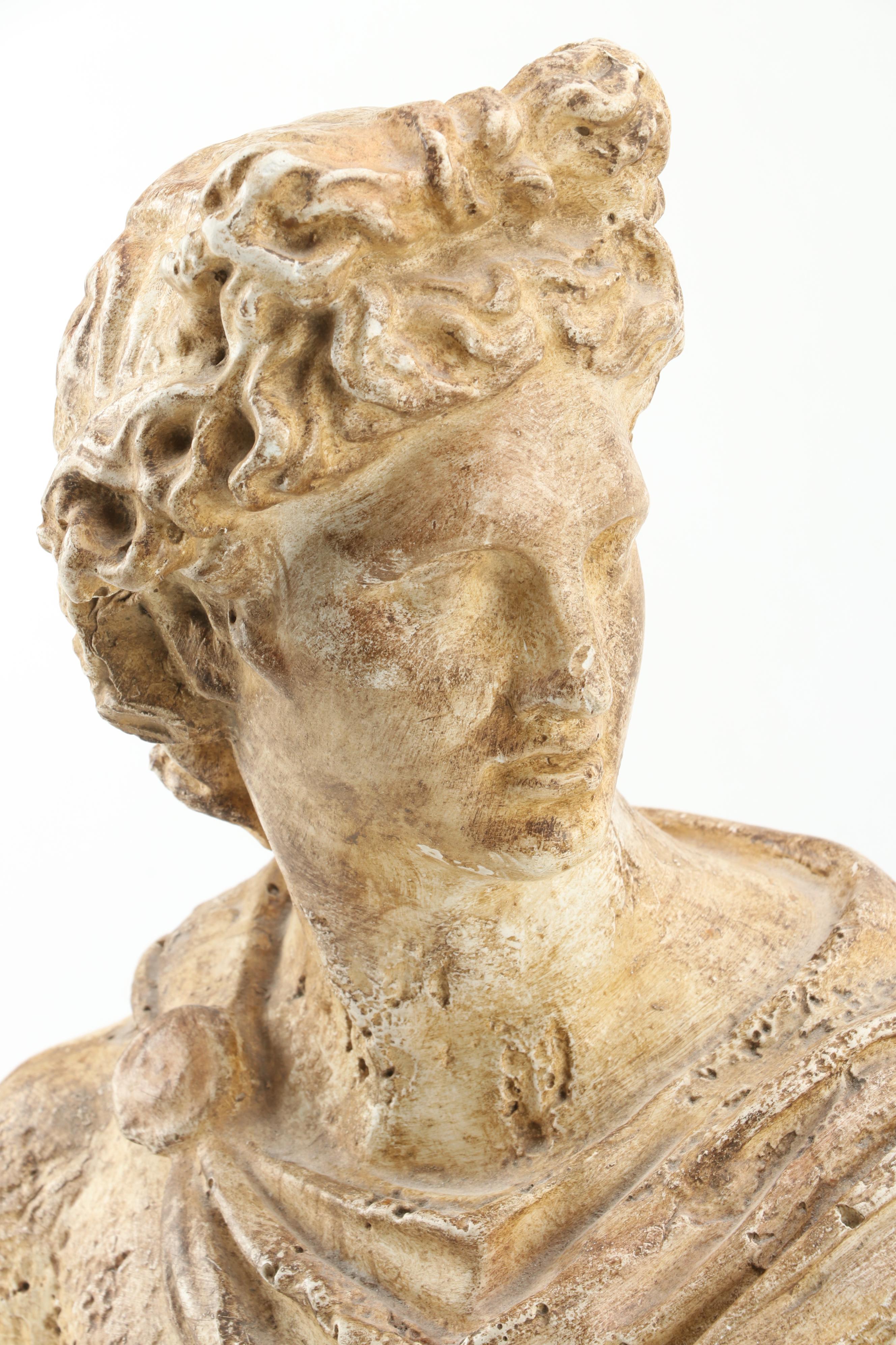 Decorative Plaster Bust, Wreath, Stand Hanger and Architectural Element