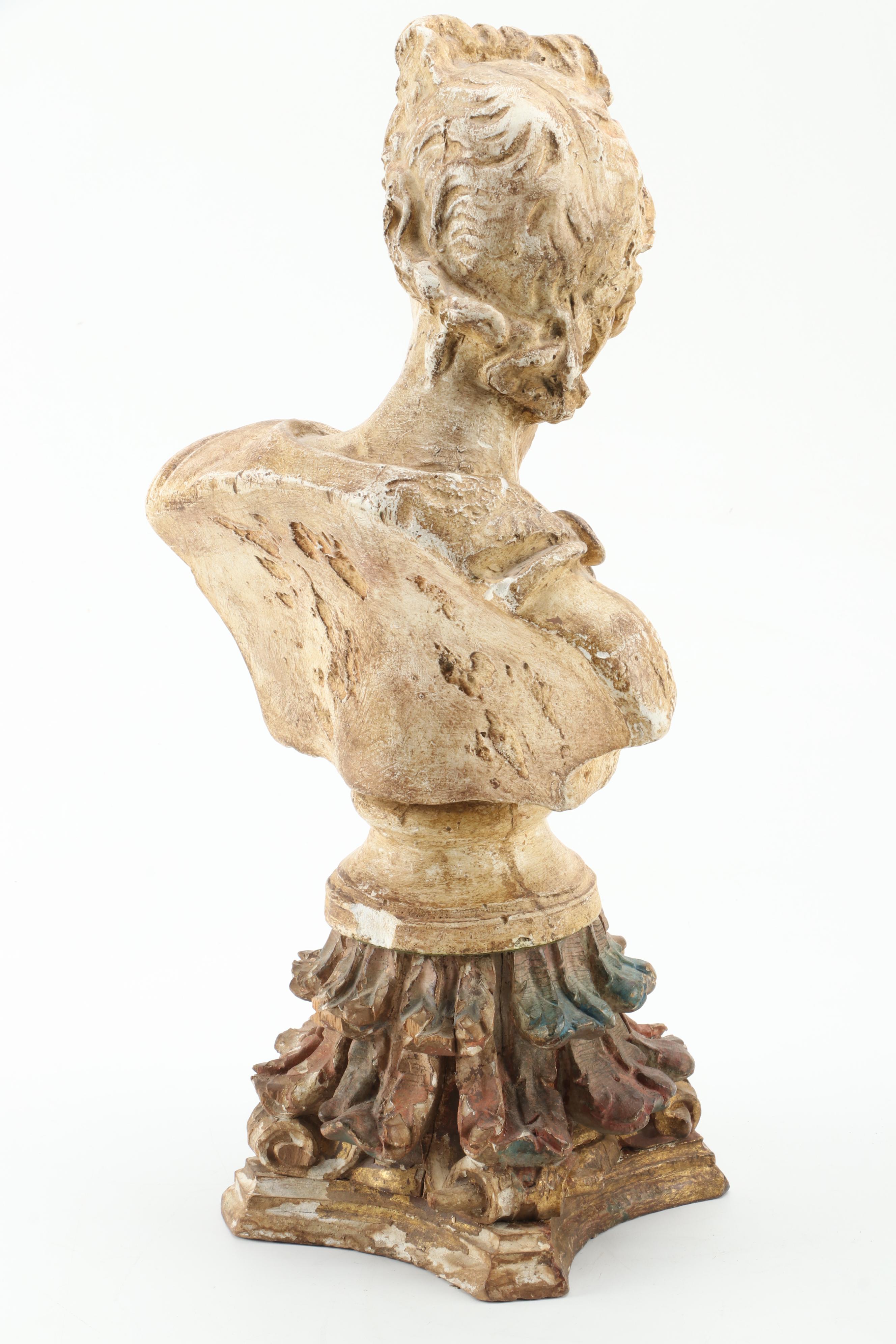 Decorative Plaster Bust, Wreath, Stand Hanger and Architectural Element