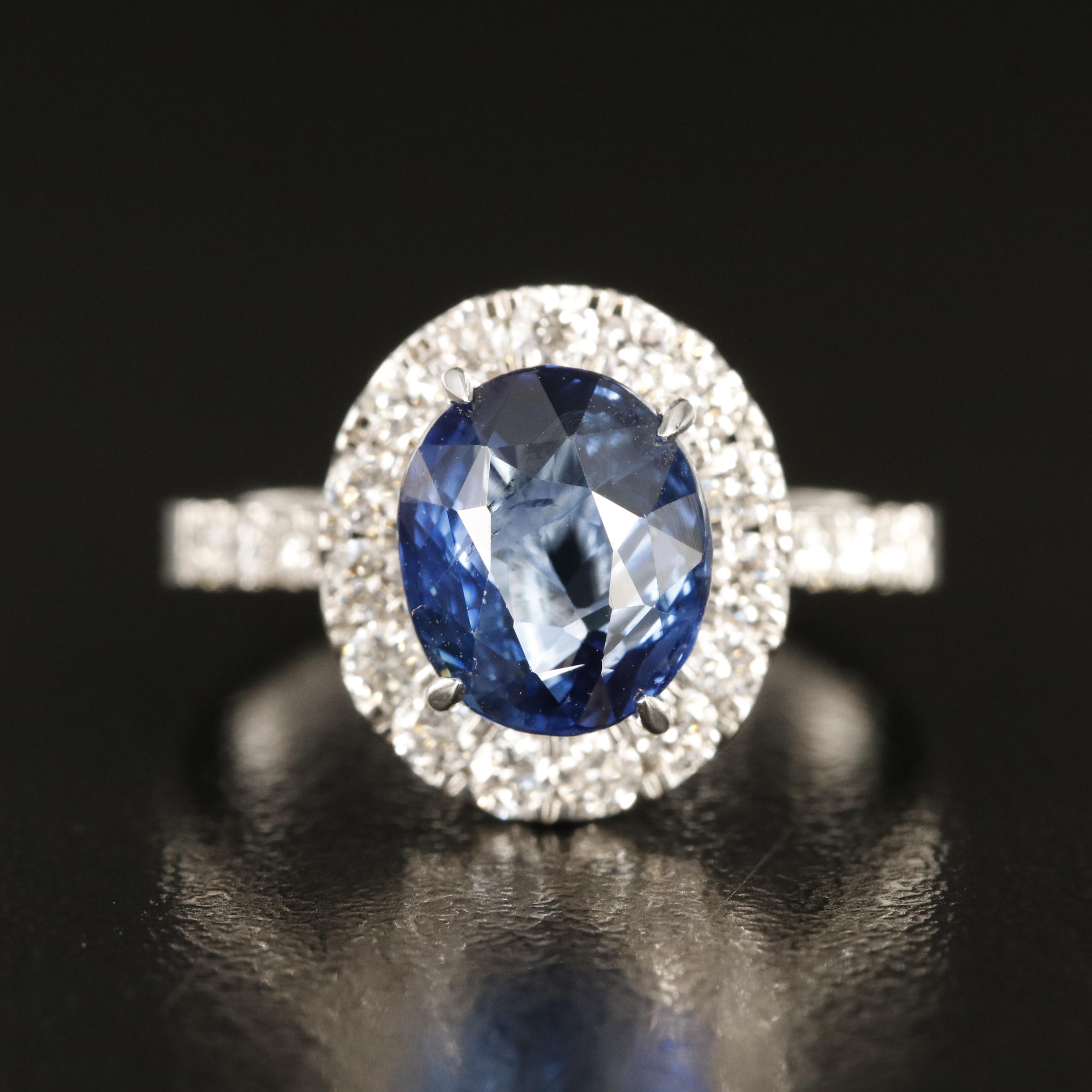 14K 3.14 CT Sapphire and Diamond Ring with IGI Report