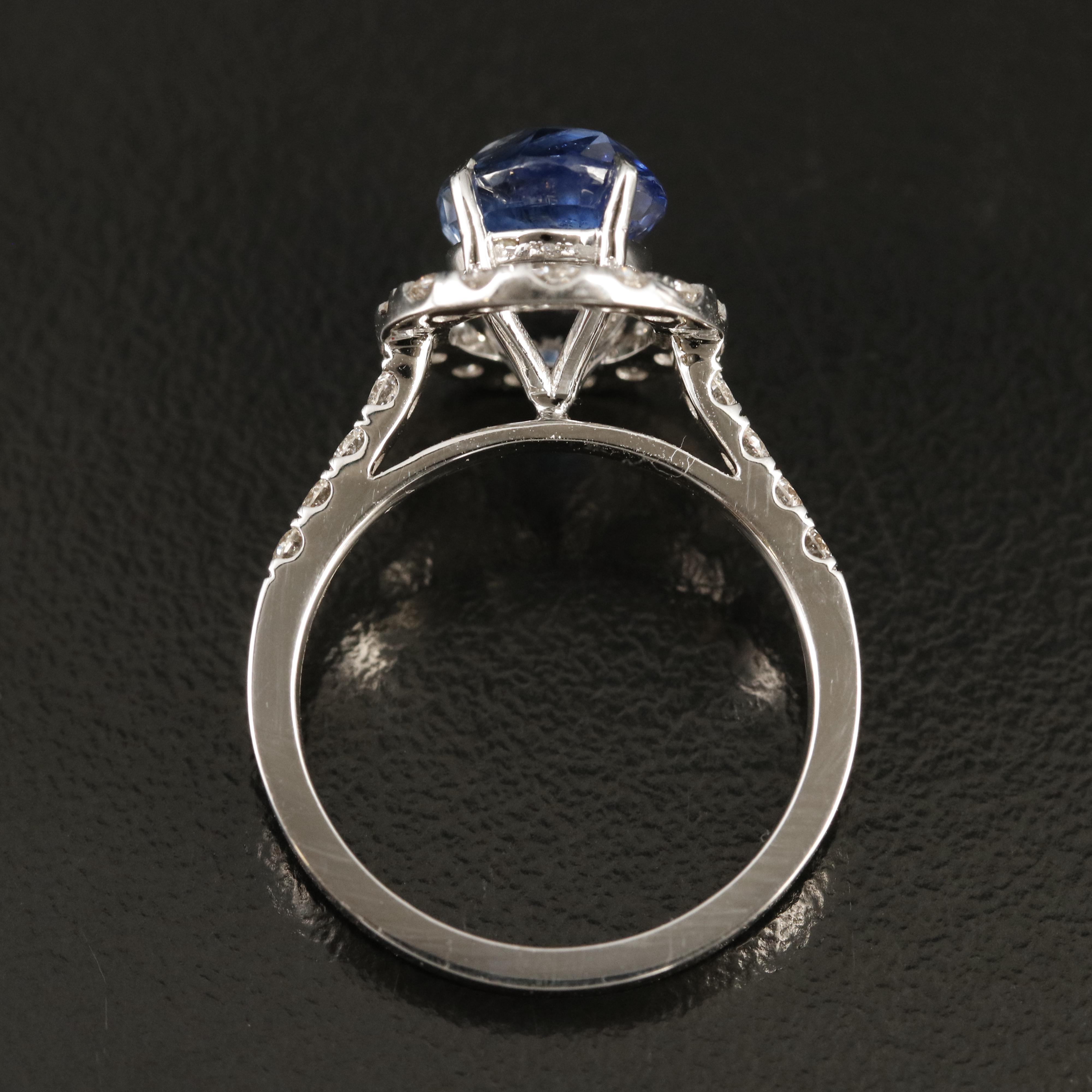 14K 3.14 CT Sapphire and Diamond Ring with IGI Report