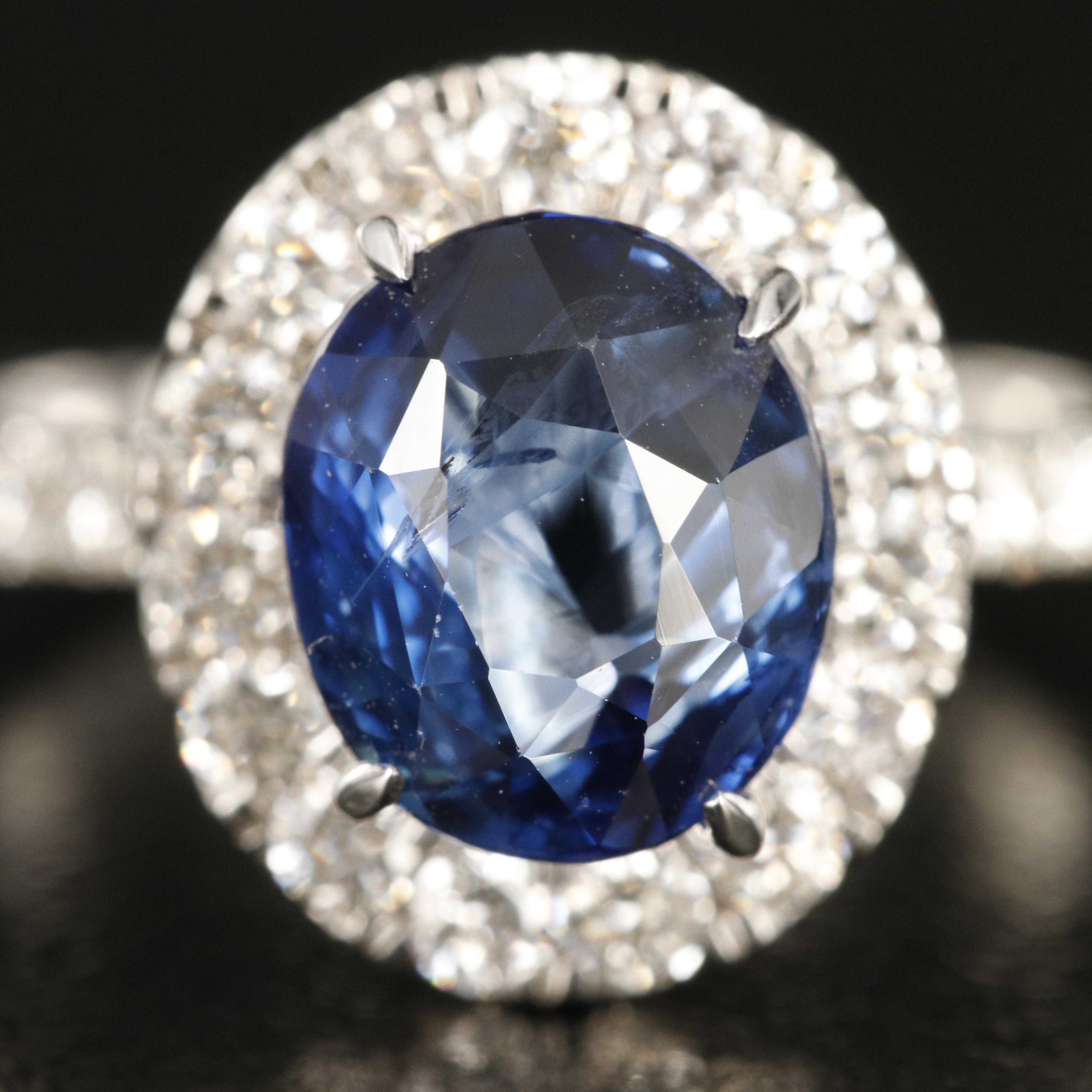 14K 3.14 CT Sapphire and Diamond Ring with IGI Report