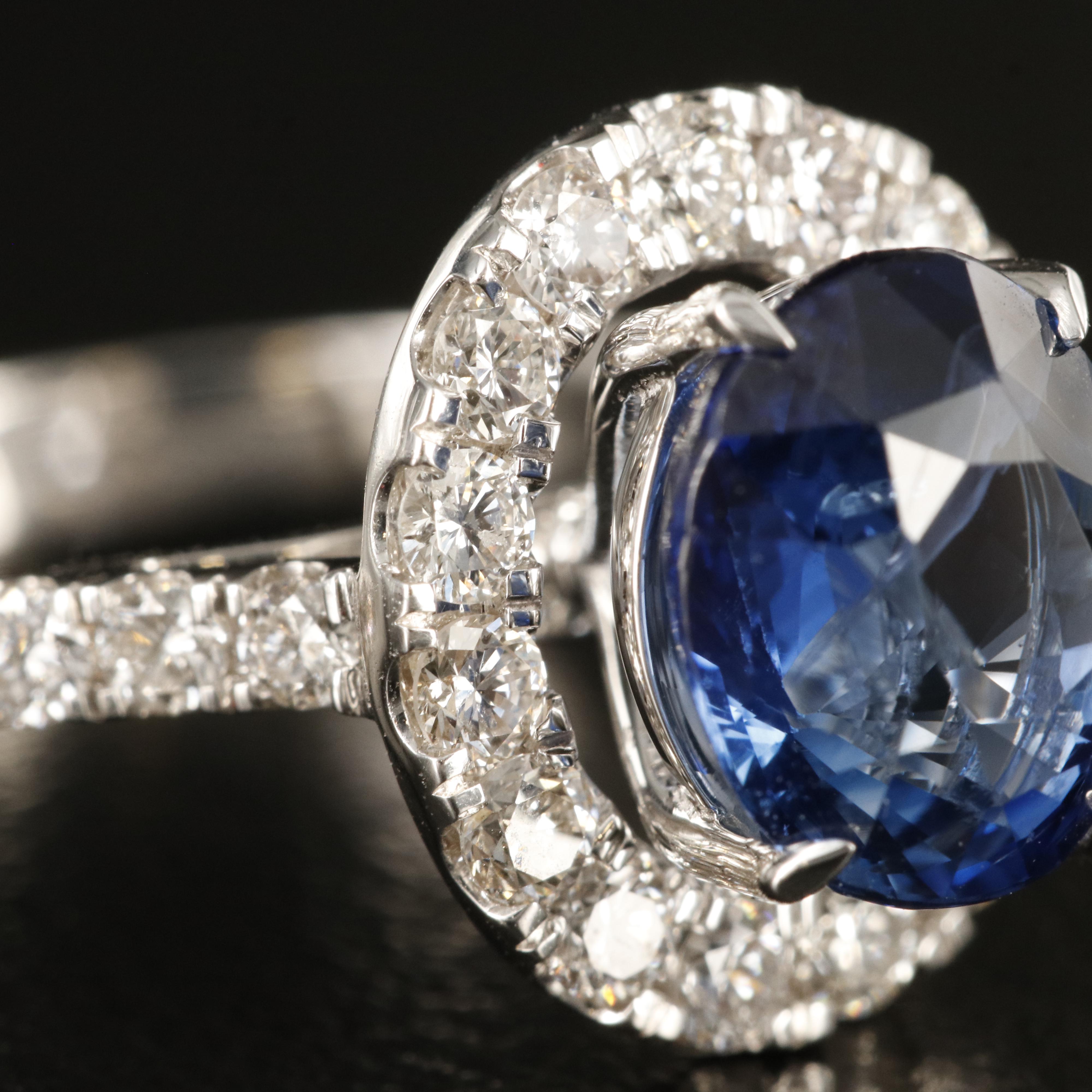 14K 3.14 CT Sapphire and Diamond Ring with IGI Report