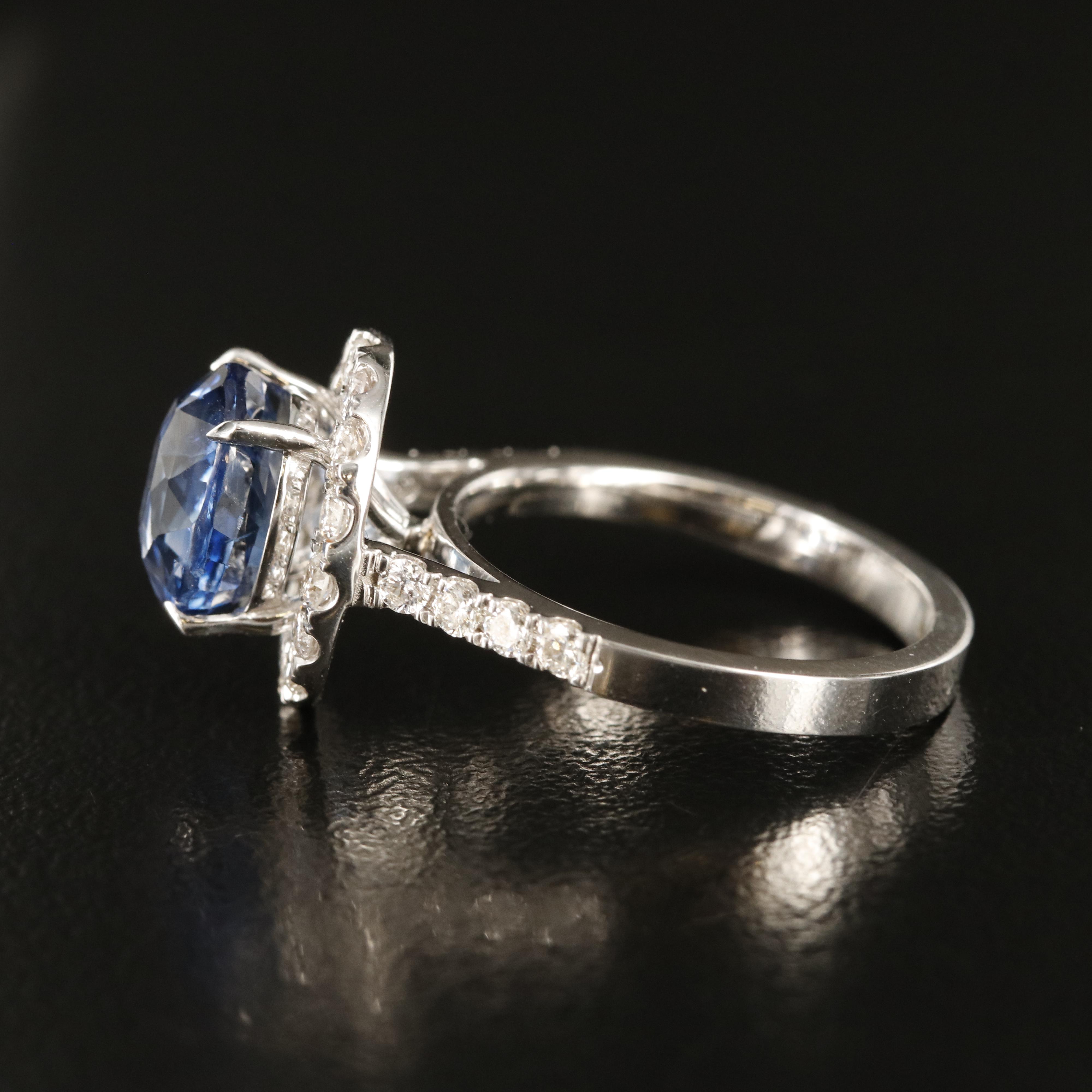 14K 3.14 CT Sapphire and Diamond Ring with IGI Report